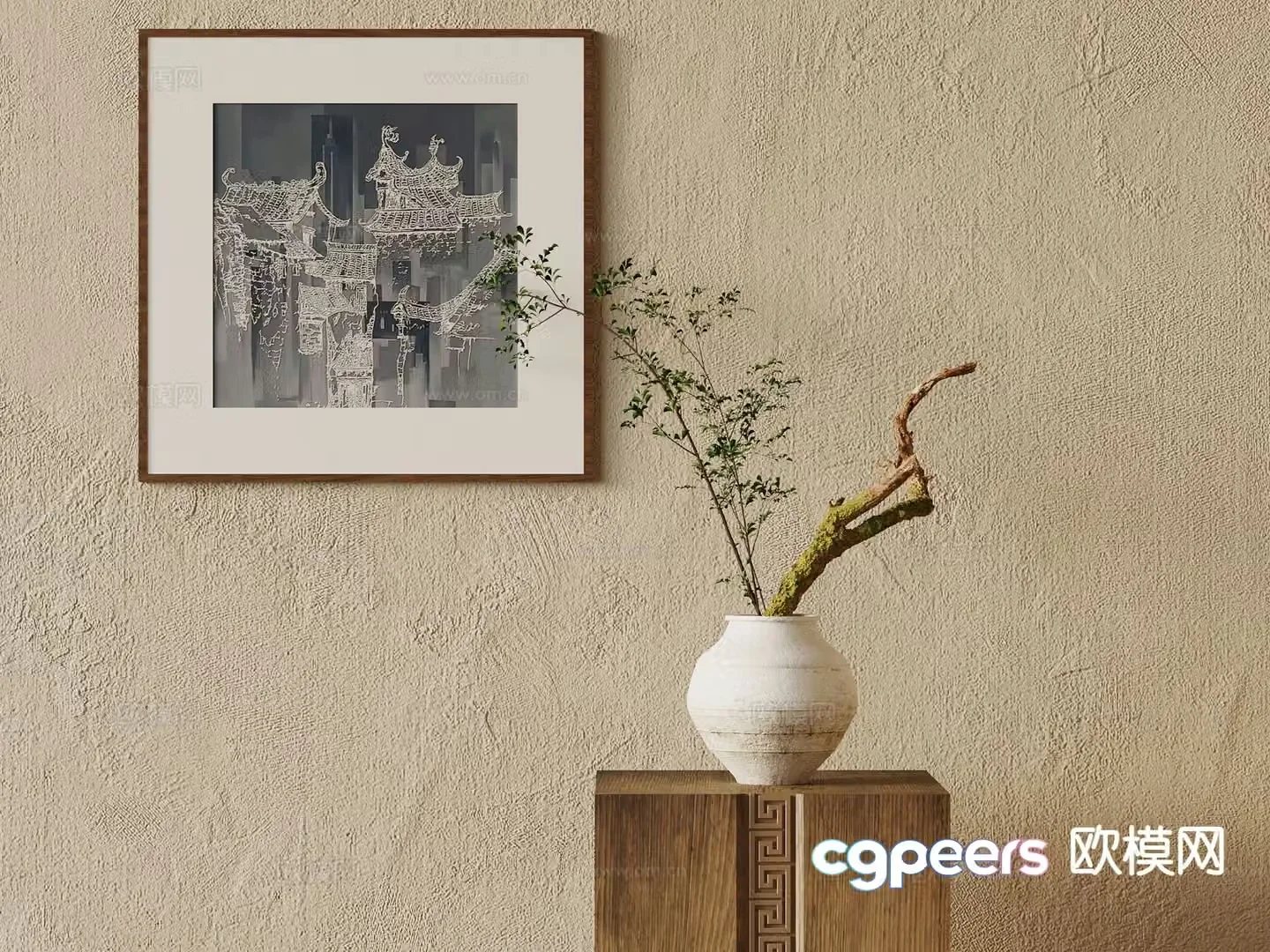 New Chinese style flower arrangement vase 3d model