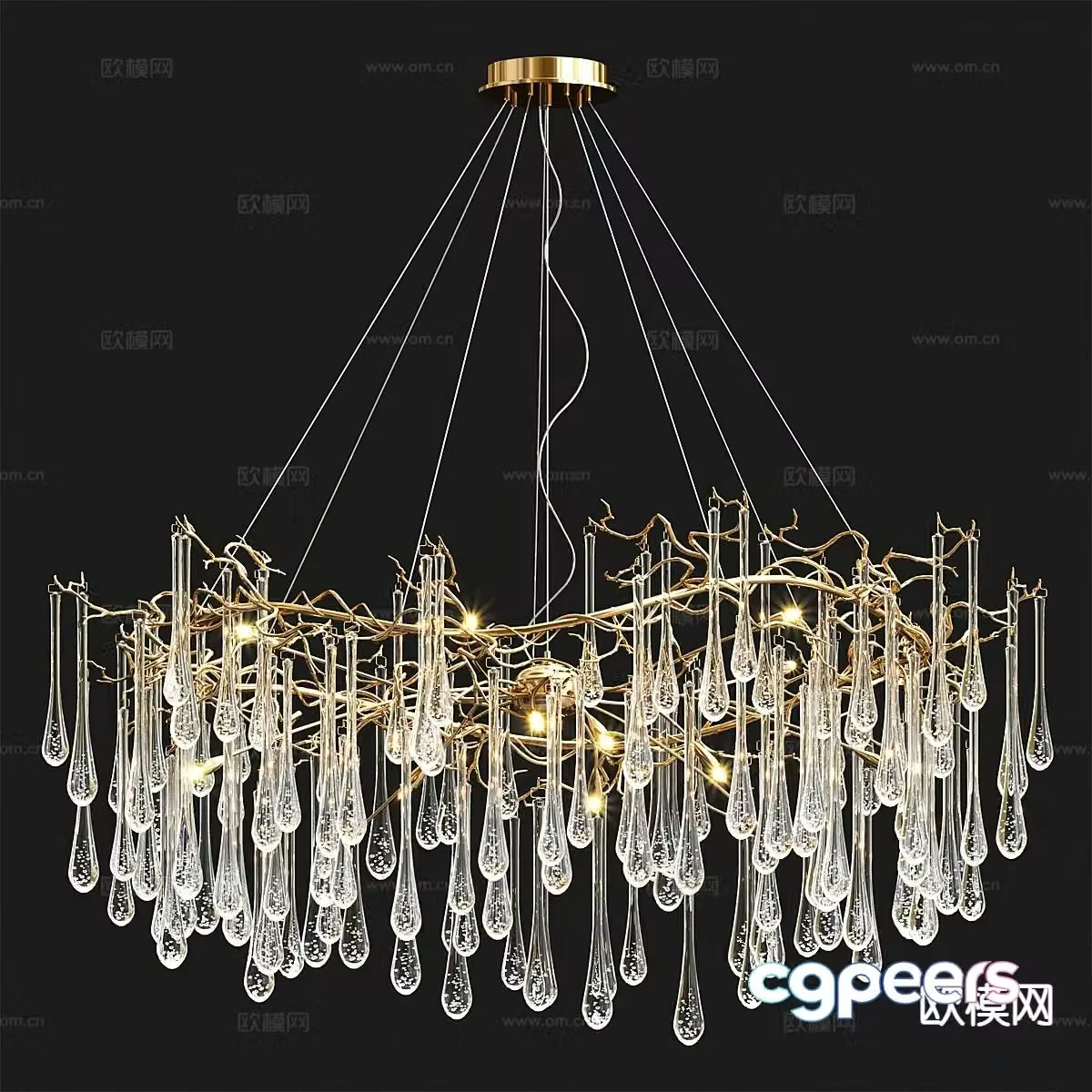 Light luxury crystal chandelier 3d model