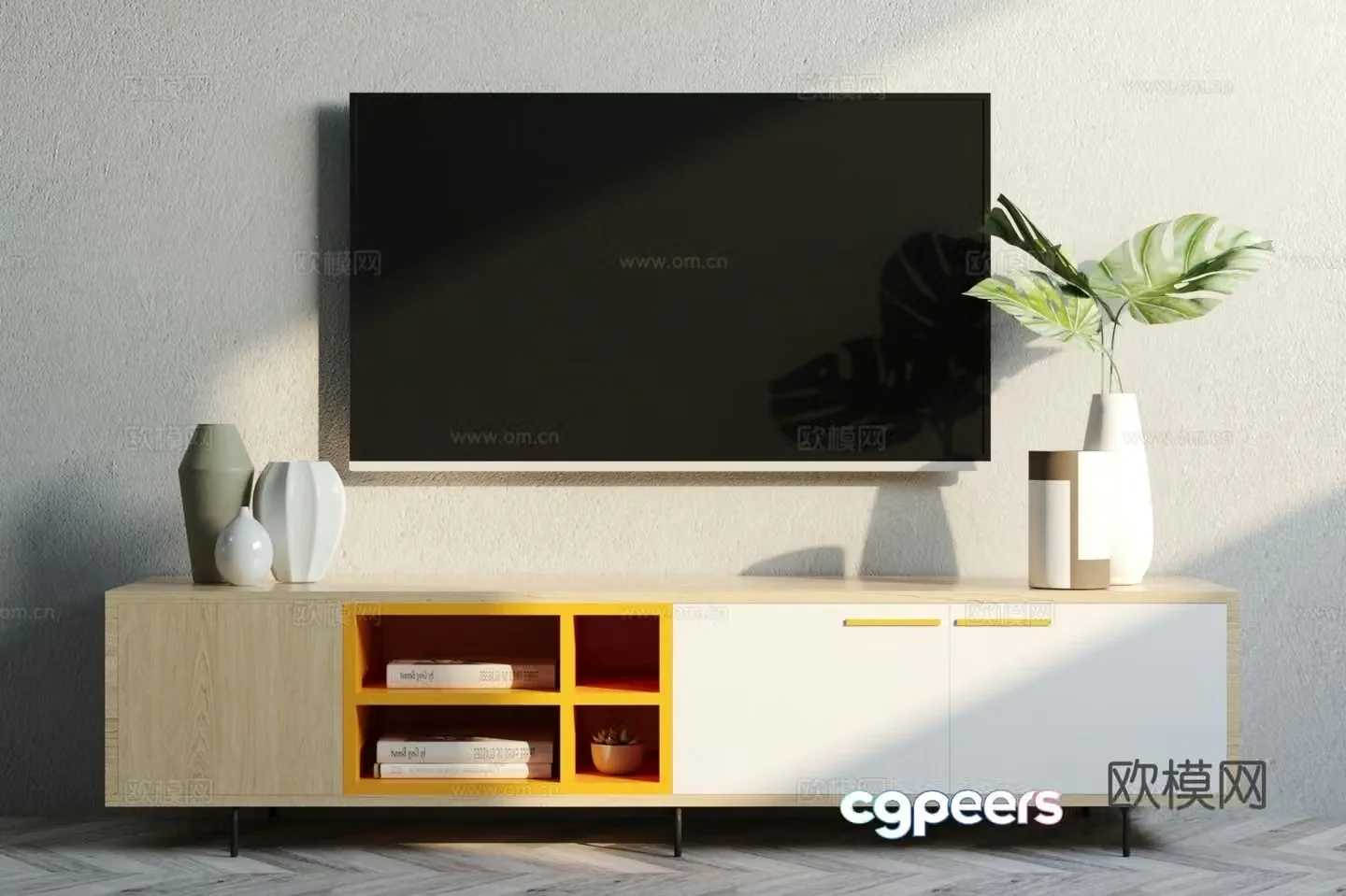 Nordic TV cabinet ornament combination 3D model