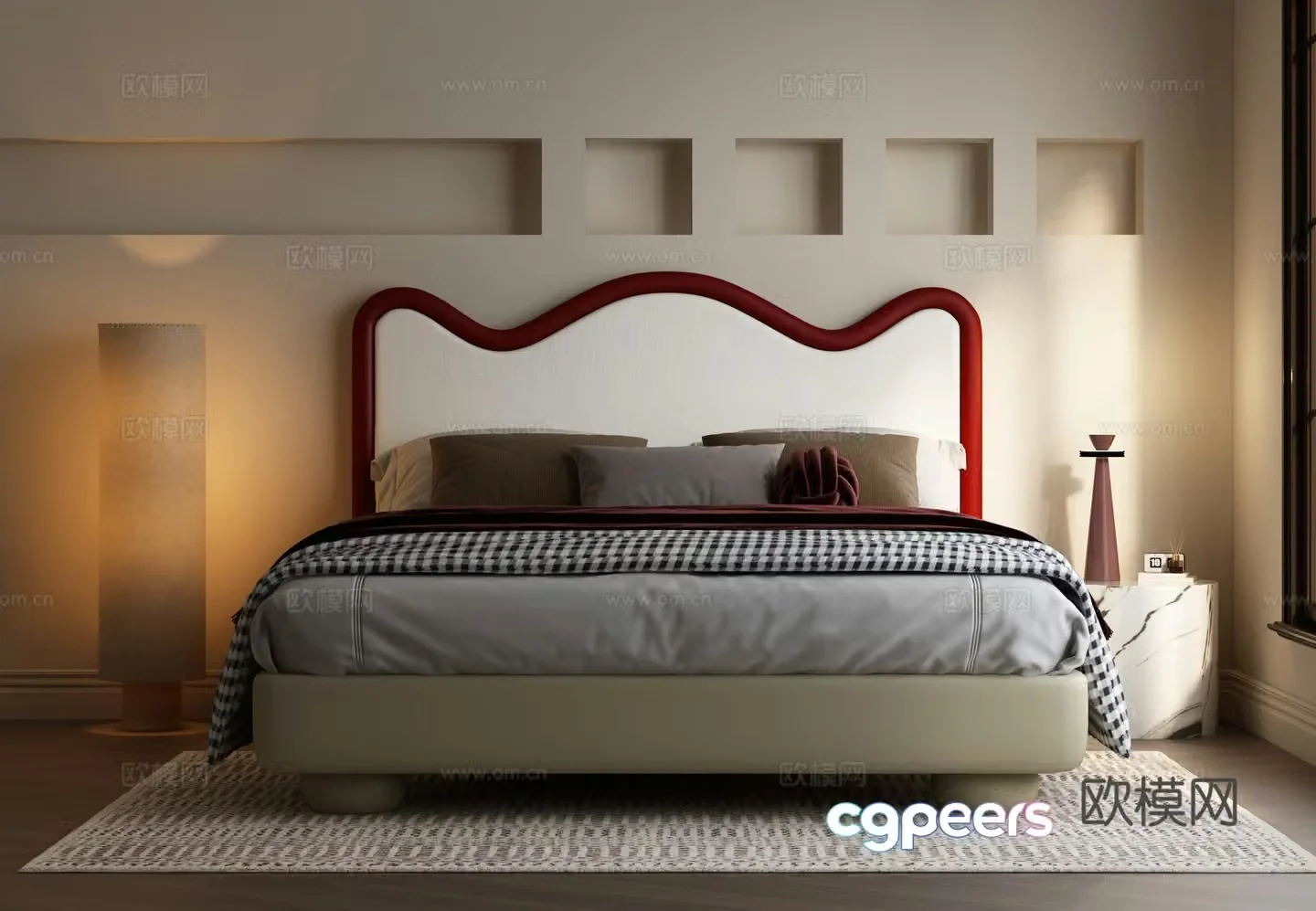 Modern double bed children’s bed 3d model