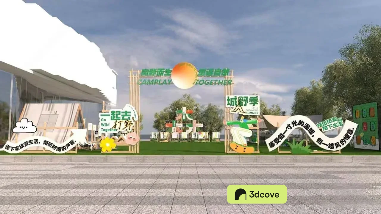 The Main Subject Is A Colorful Playground With A Sign That Says Camplay