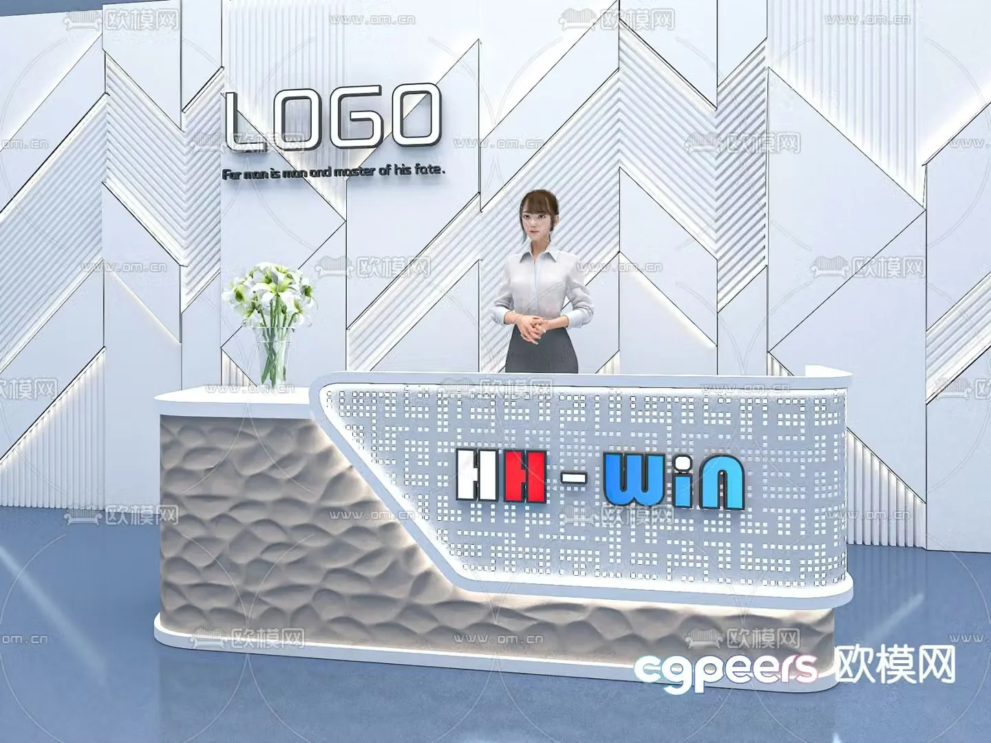 Event front desk reception desk booth 3d model