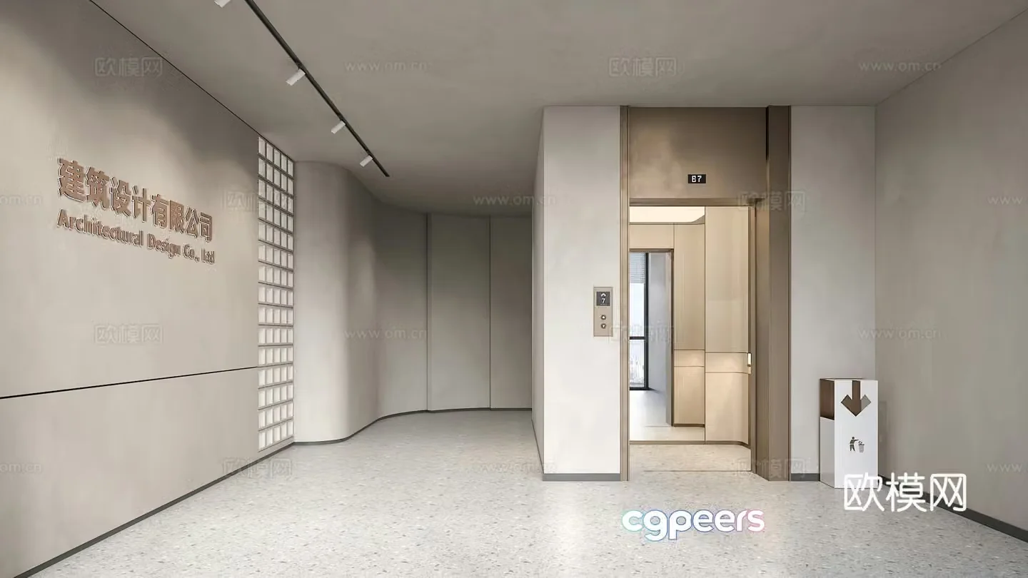 Modern elevator hall elevator room 3d model