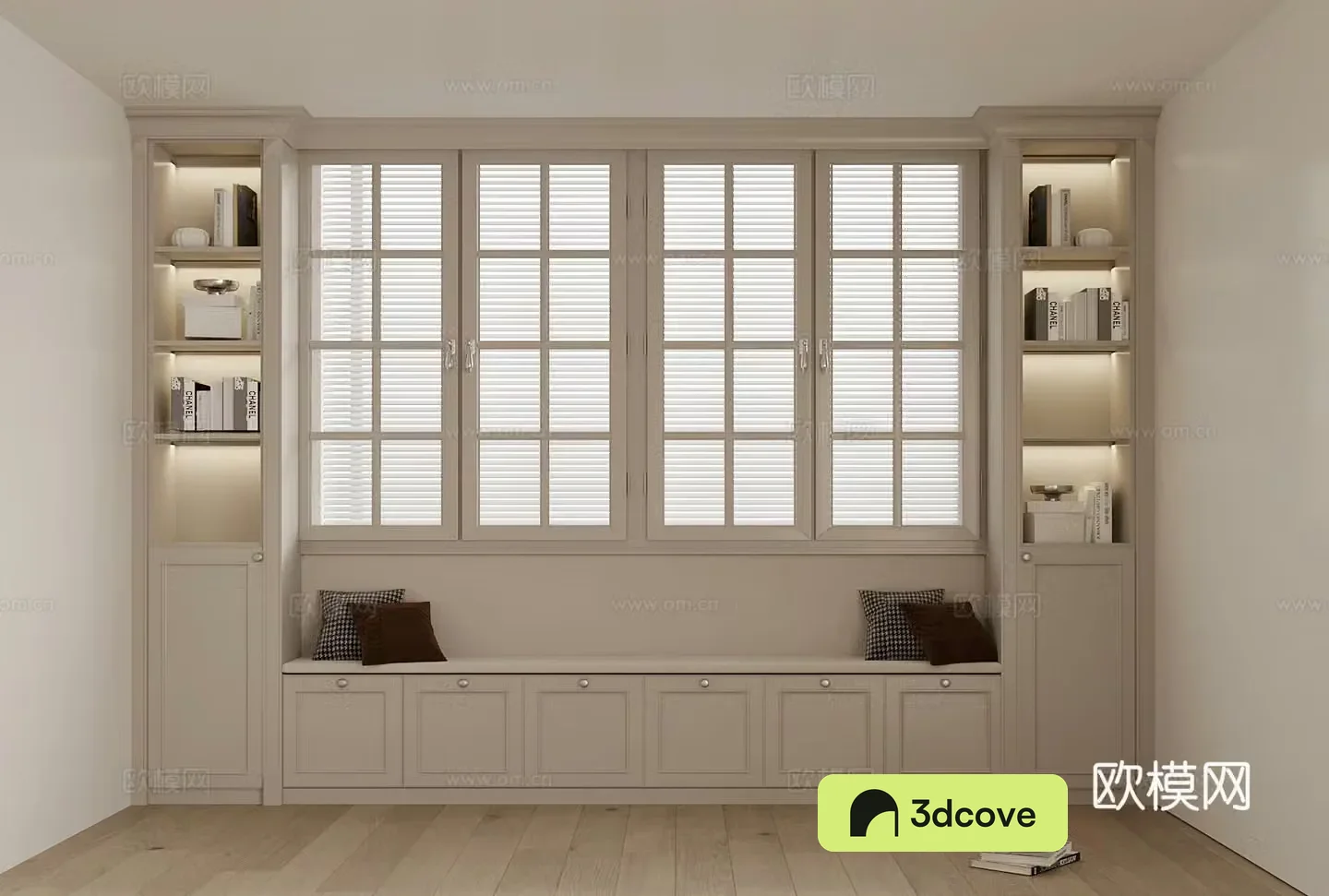 French bookcase card holder bay window cabinet