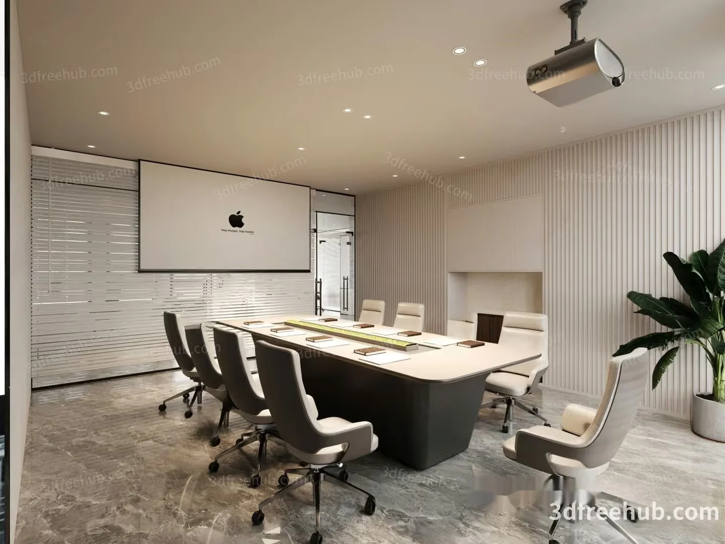 A Conference Room With A Large Table And Chairs 3D Model – 23552 – VRAY Render