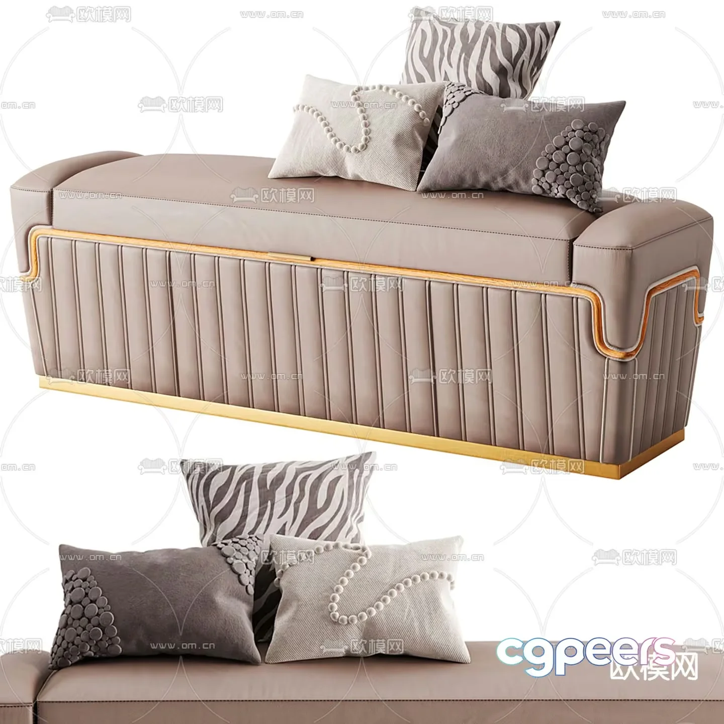 Modern Beige Sofa 3D Model – 1554 – VRAY Render