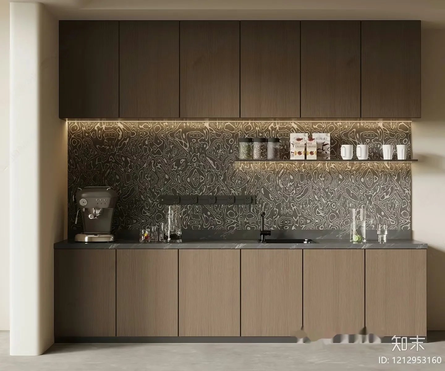 Modern Kitchen 3D Model – 1371 – VRAY Render