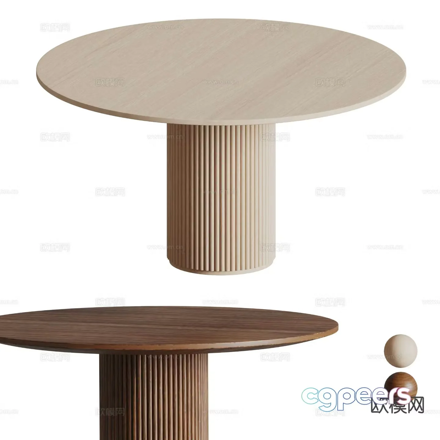 HERMES round dining table solid wood dining table 3d model
