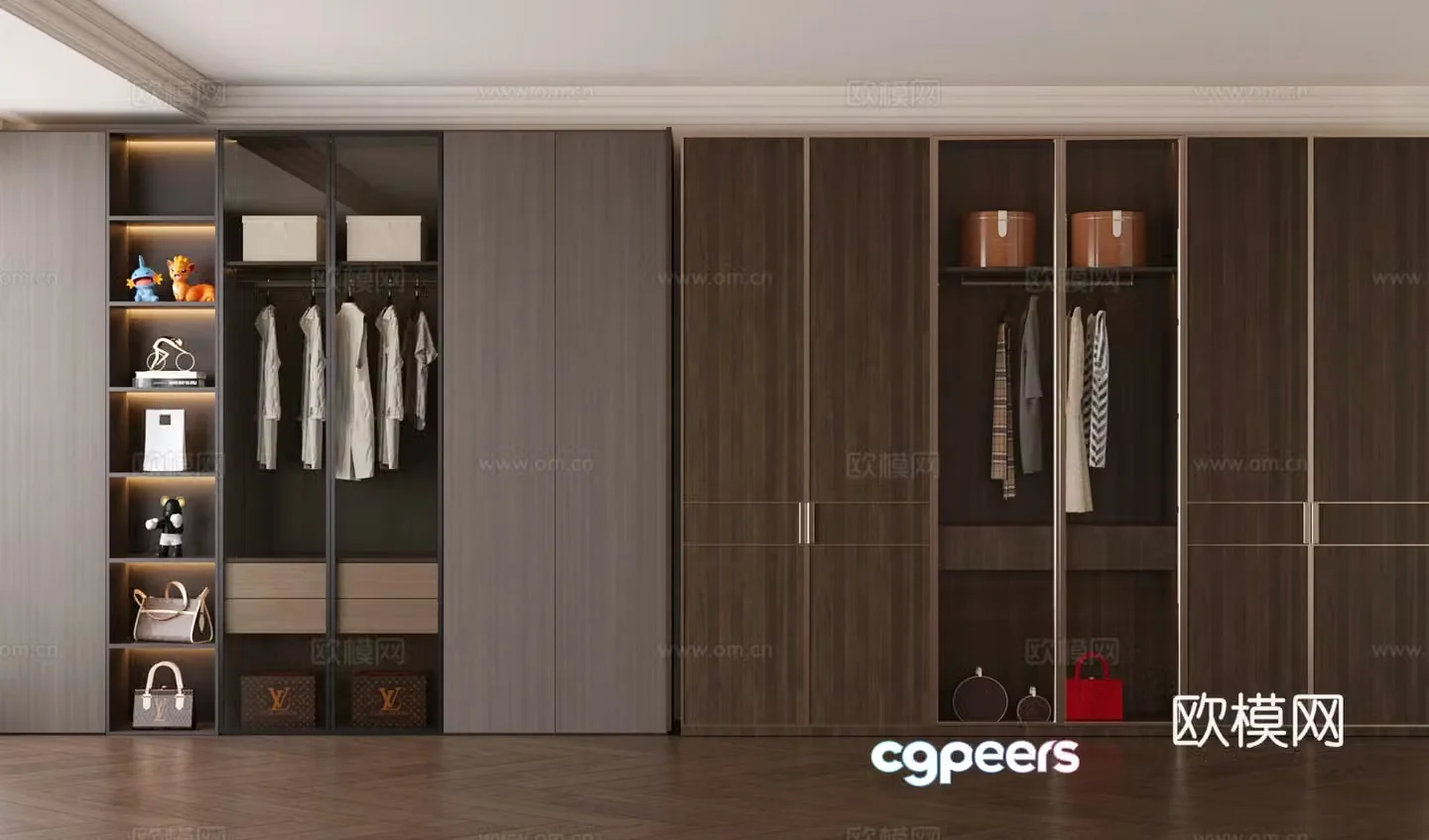 Modern Italian wardrobe Light luxury Italian wardrobe Bedroom wardrobe Master bedroom wardrobe Glass wardrobe 3D model