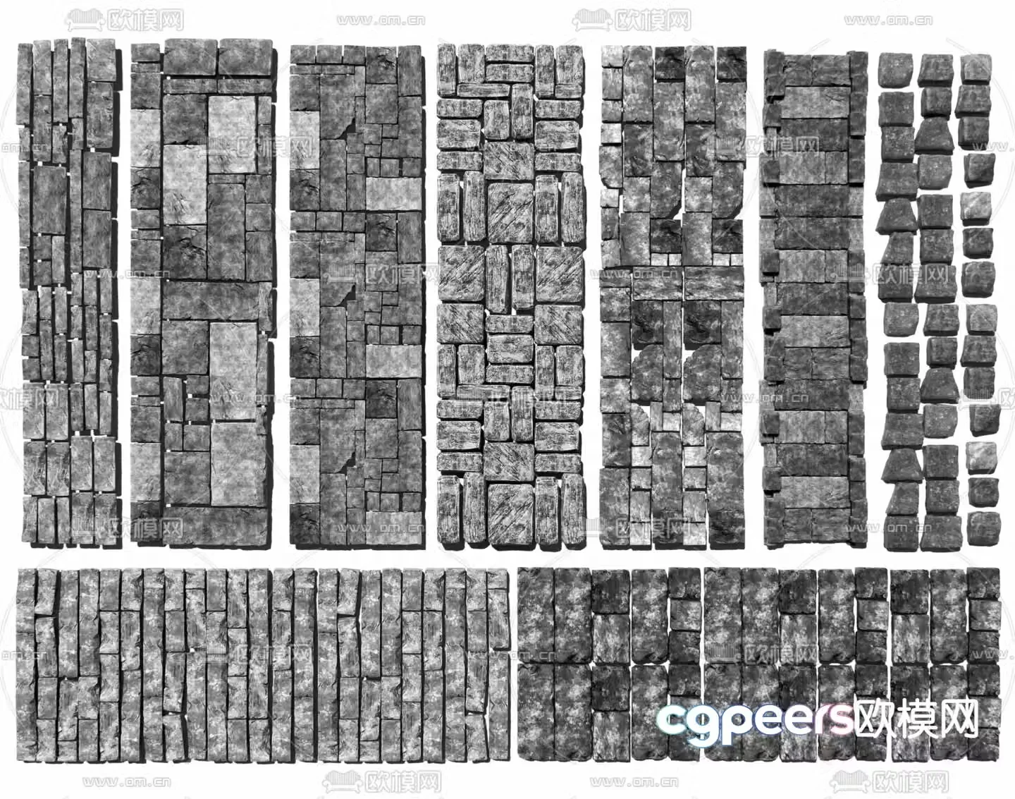 New Chinese style Tingbu stone paving bluestone road 3D model