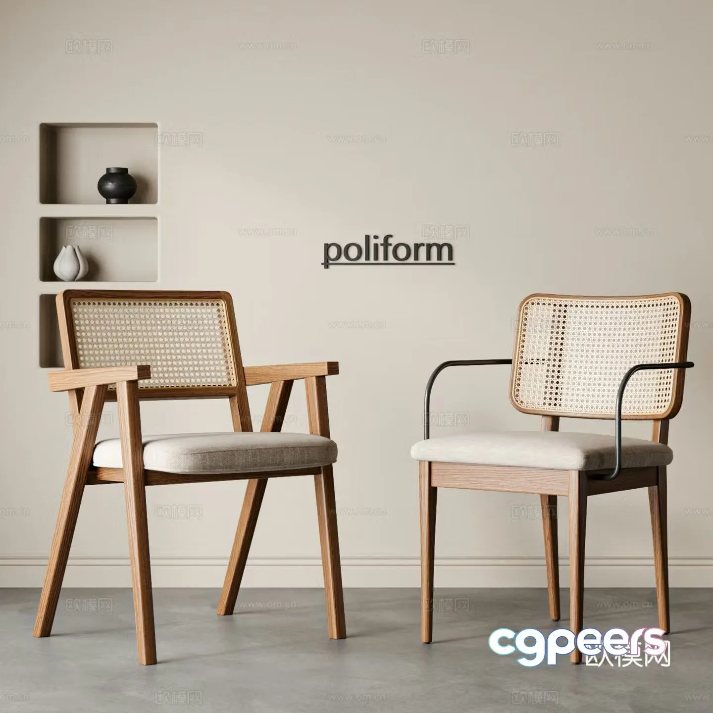 Middle Ages Wasabi Dining Chair Single Chair Writing Chair Wooden Chair Rattan Dining Casual Chair Armchair 3D Model