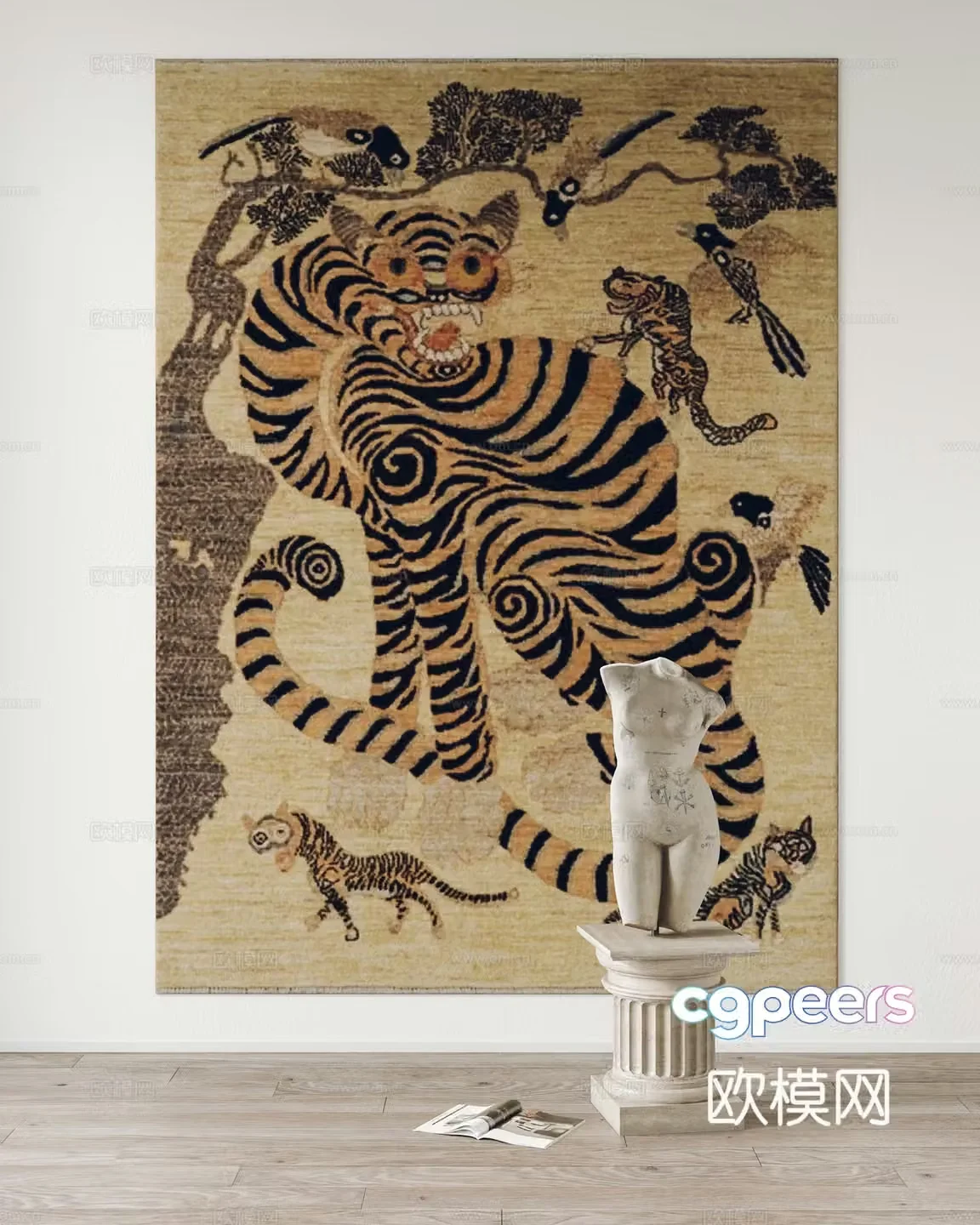 Middle style carpet Square carpet Sculpture 3d model