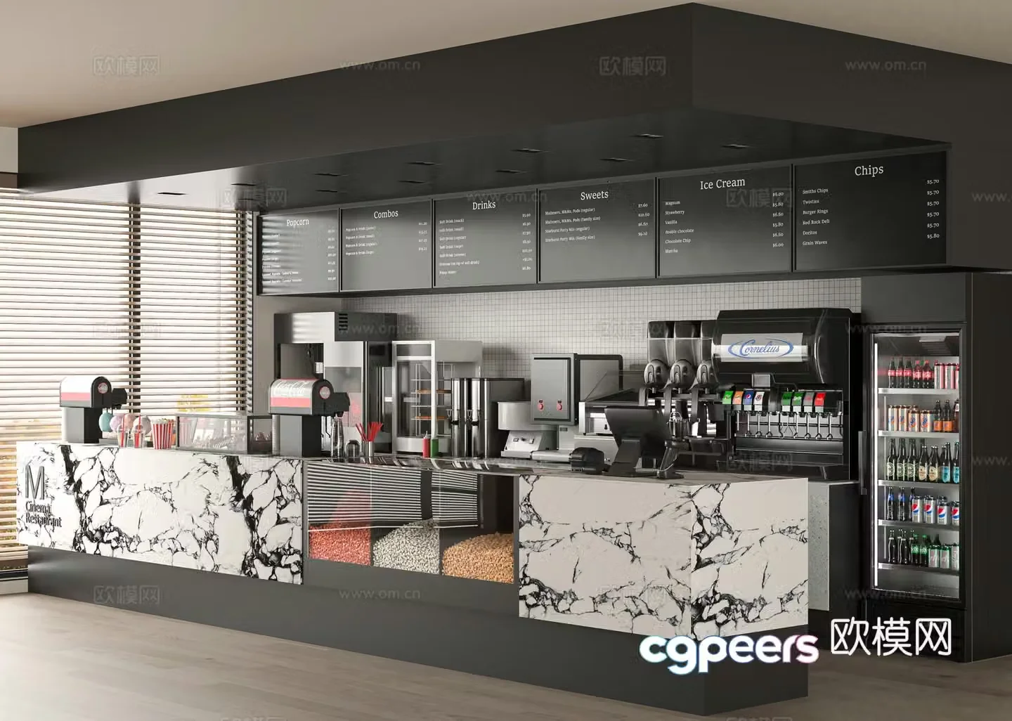 Modern milk tea shop 3d model