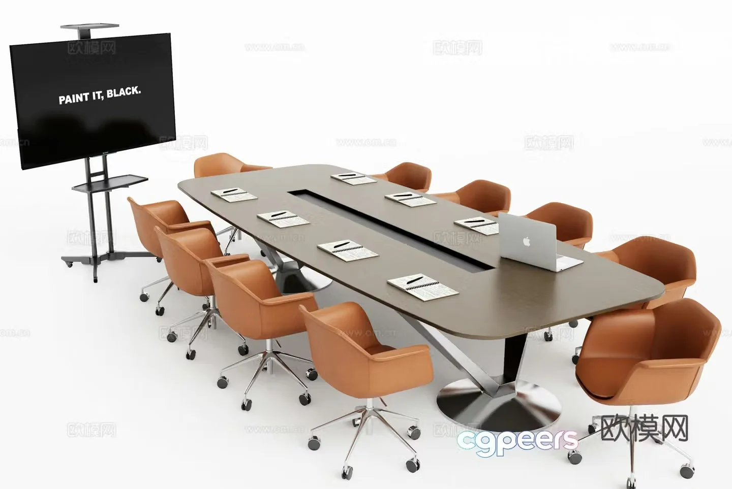 Modern conference table and chairs Mobile TV 3D model