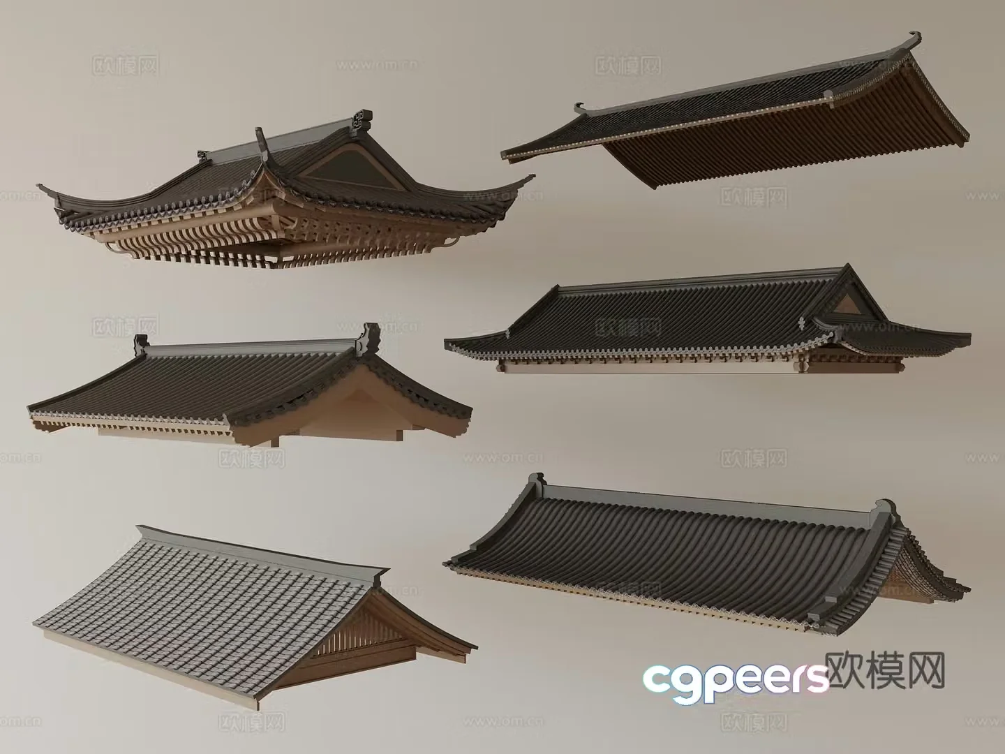 Chinese style ancient building roof ancient building eaves architecture flying eaves roof tile roof 3D model