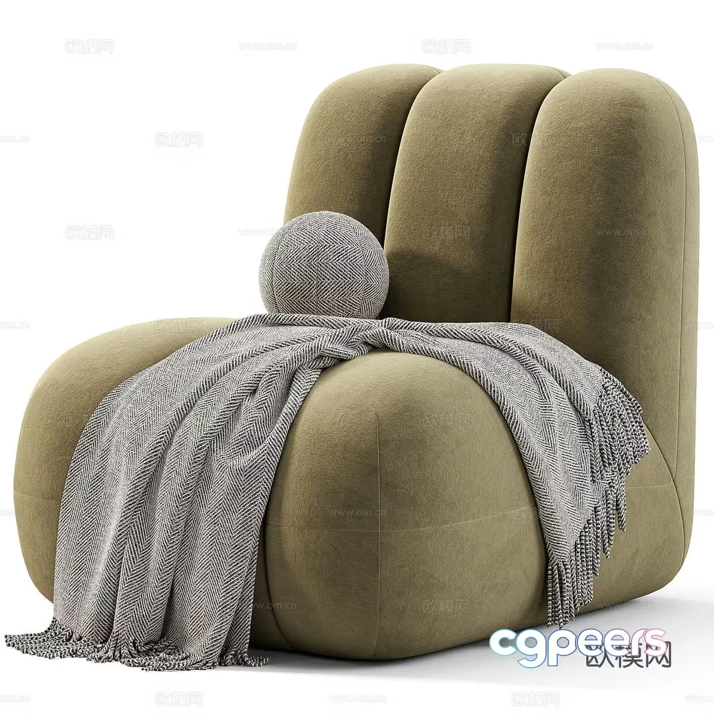 Modern cream style fabric lounge chair 3d model