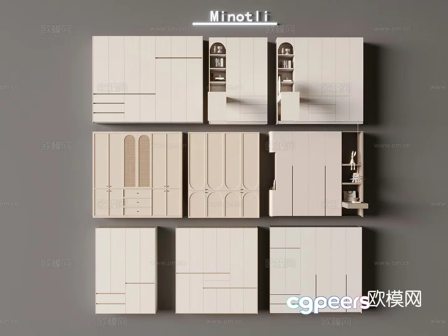 Cream trench wardrobe 3d model