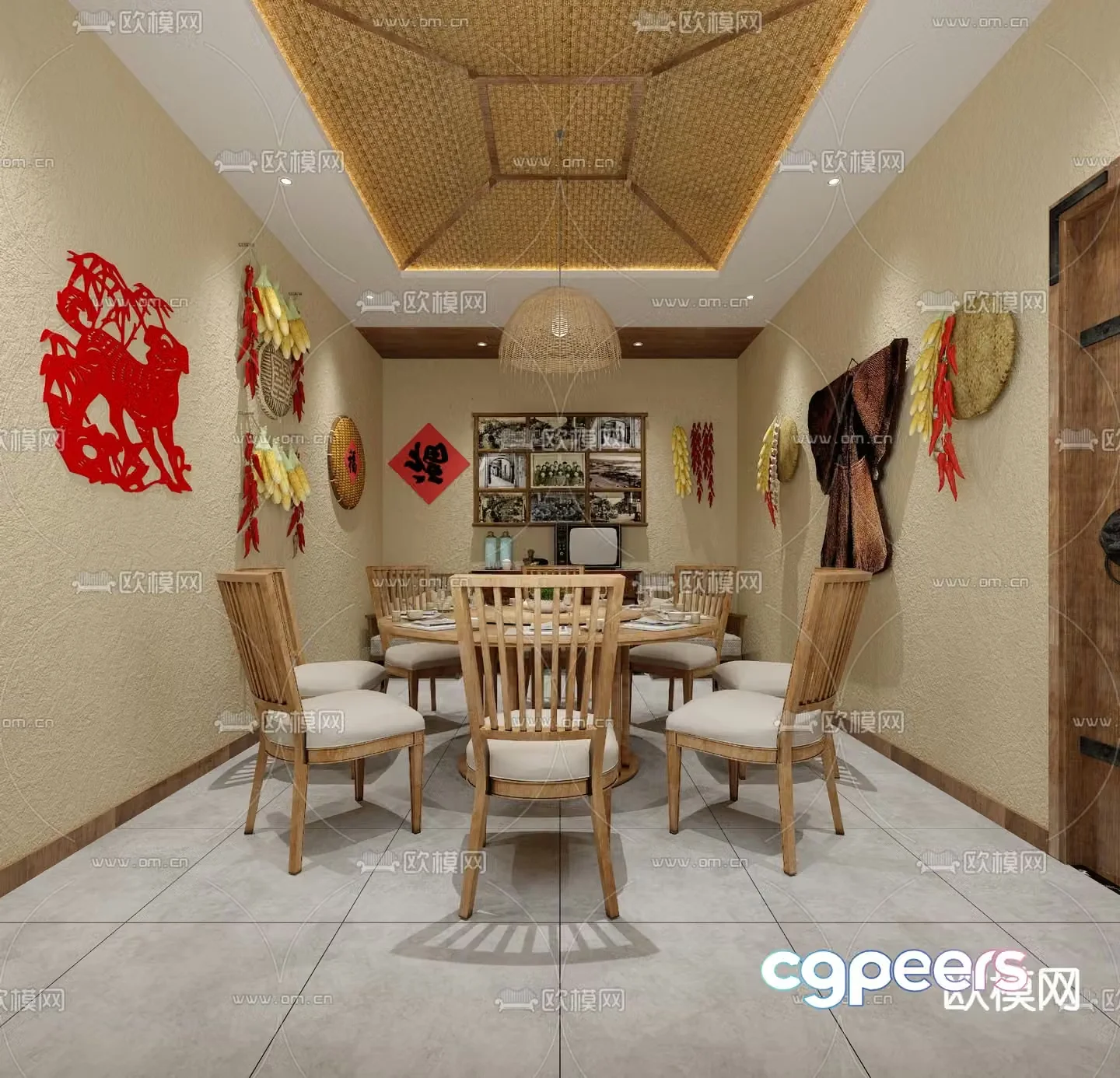Chinese farmhouse restaurant box 3D model