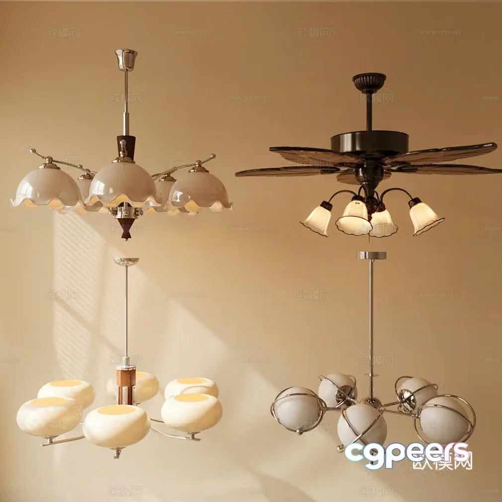 Medium chandeliers retro lighting French chandeliers 3d model