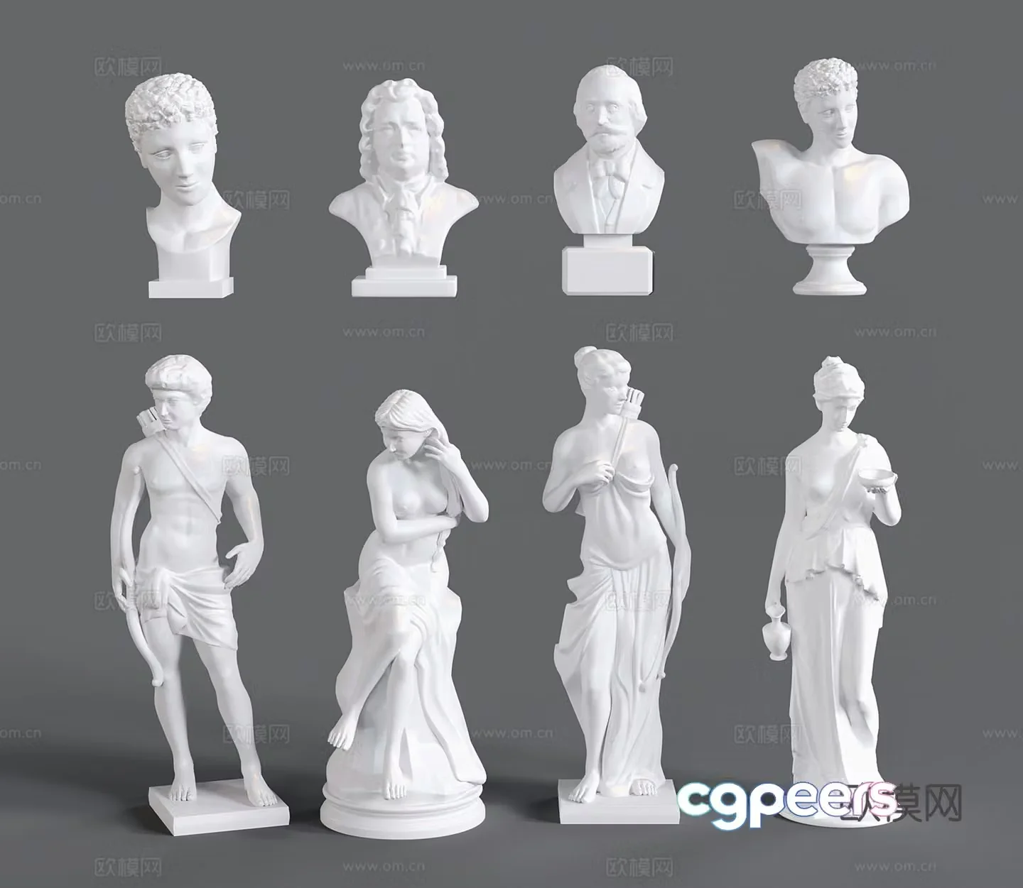 European plaster sculpture character statue avatar sculpture 3d model