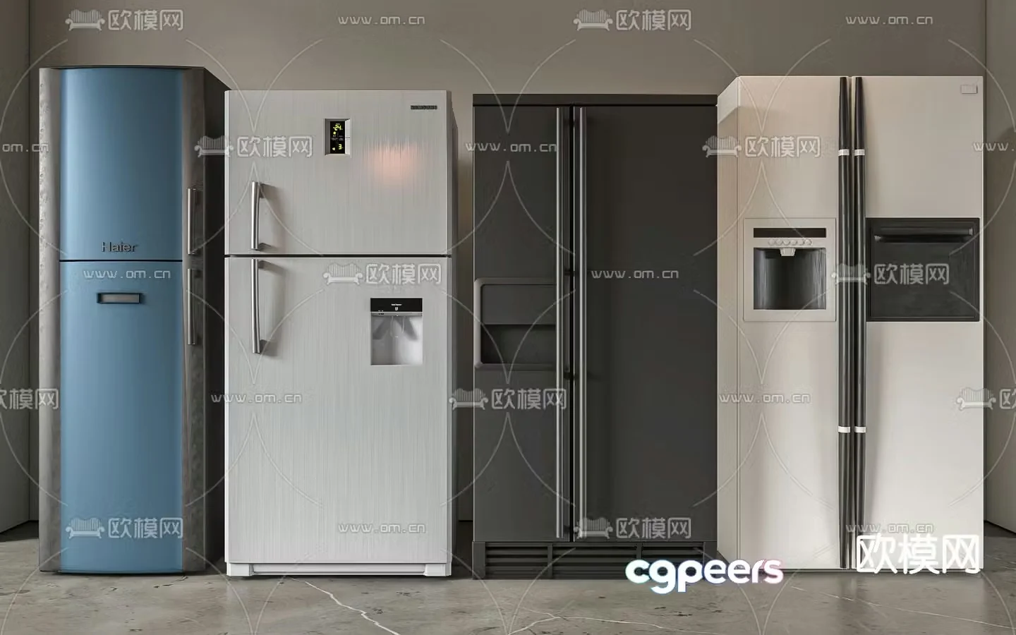 Double door refrigerator freezer 3d model