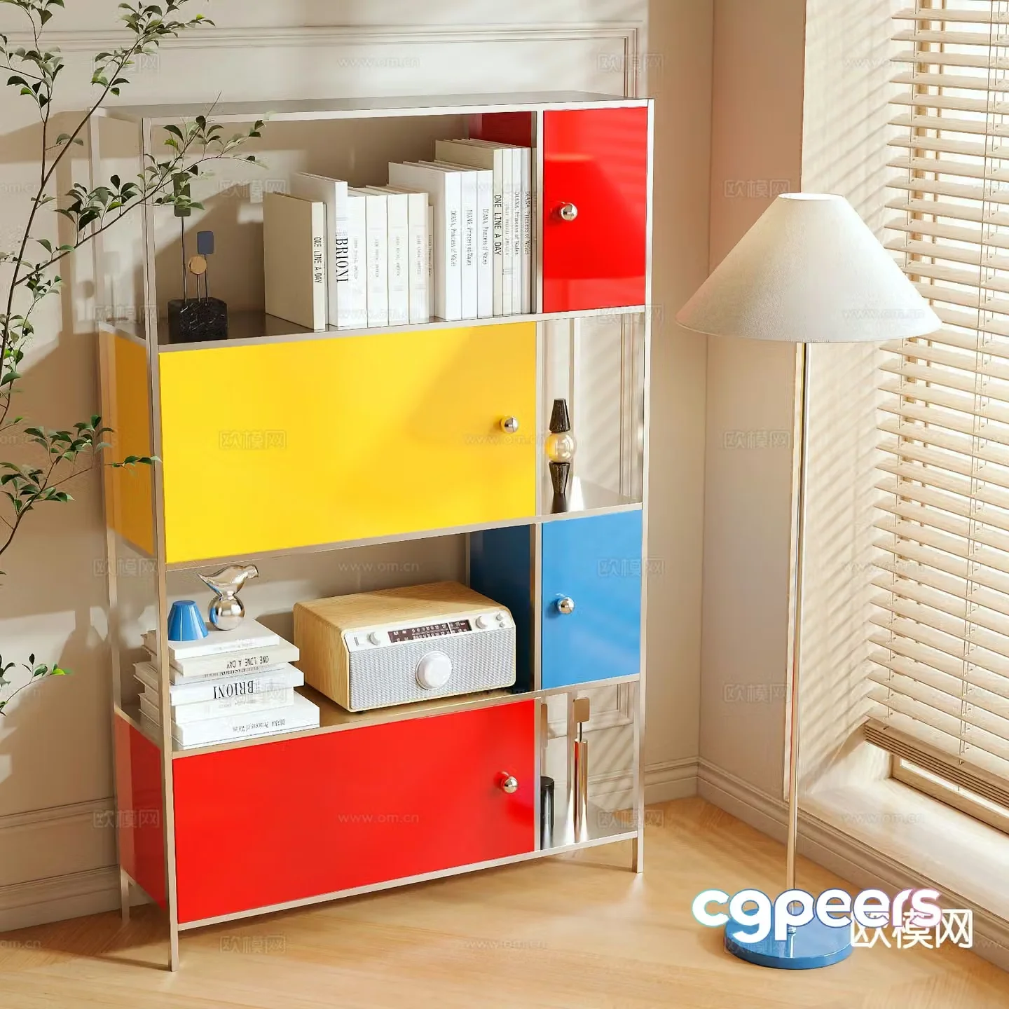 Memphis bookshelf storage rack 3d model