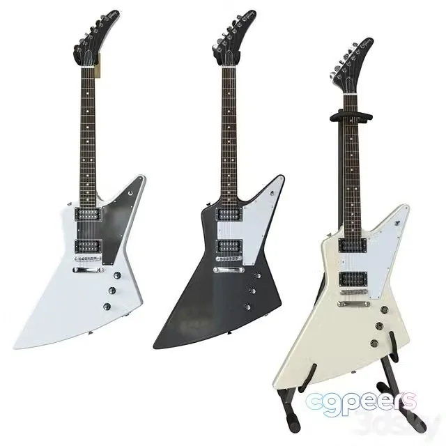 3ds Max Free – Gibson Explorer Electric Guitar – (White, Black, Beige)