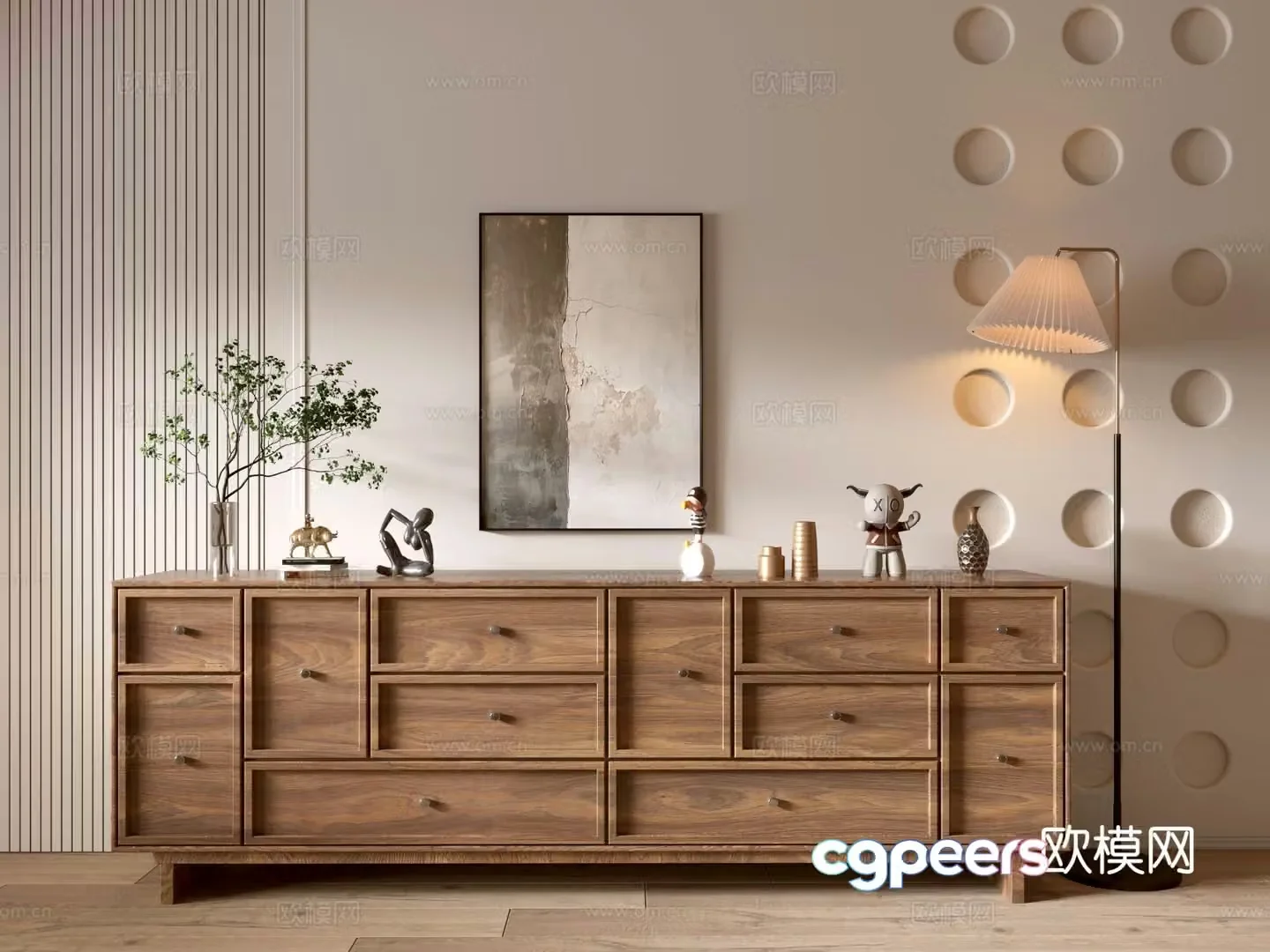 Wabi-sabi entrance cabinet 3d model