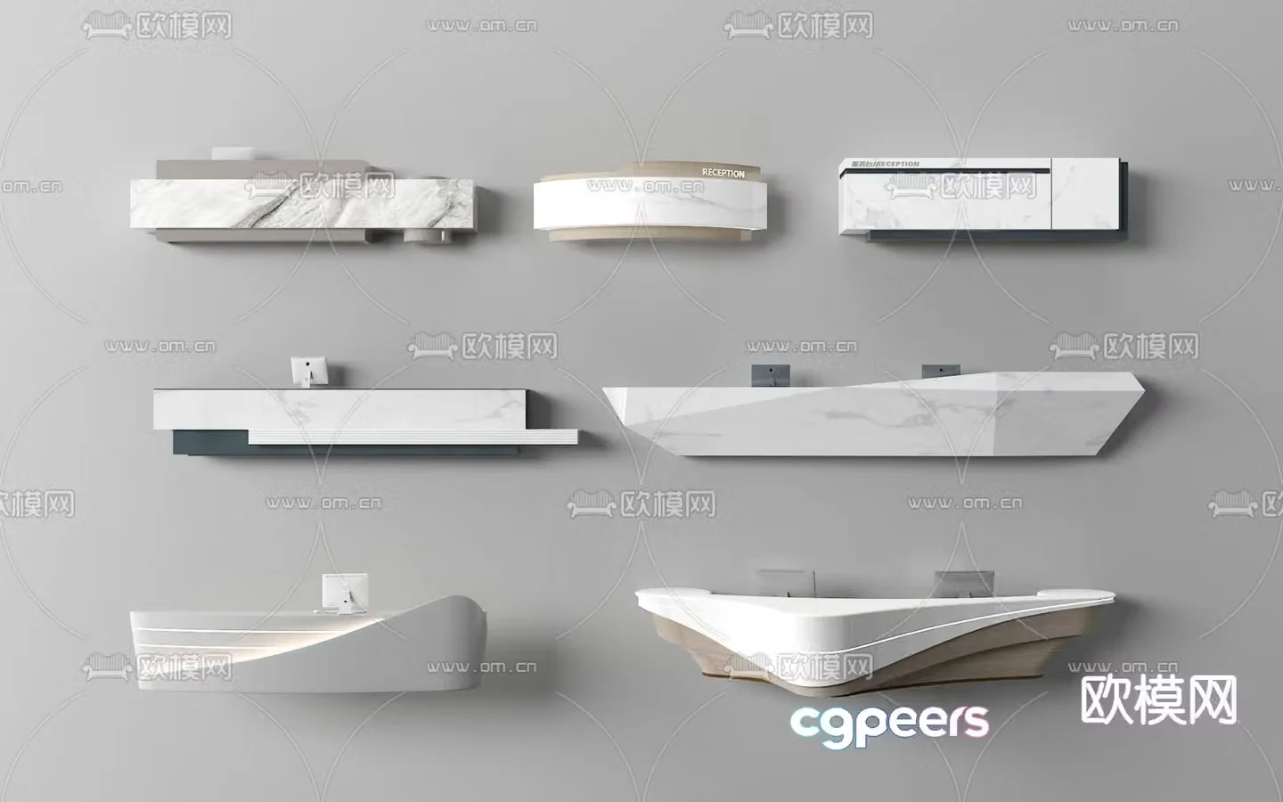 Front desk reception desk service desk 3d model