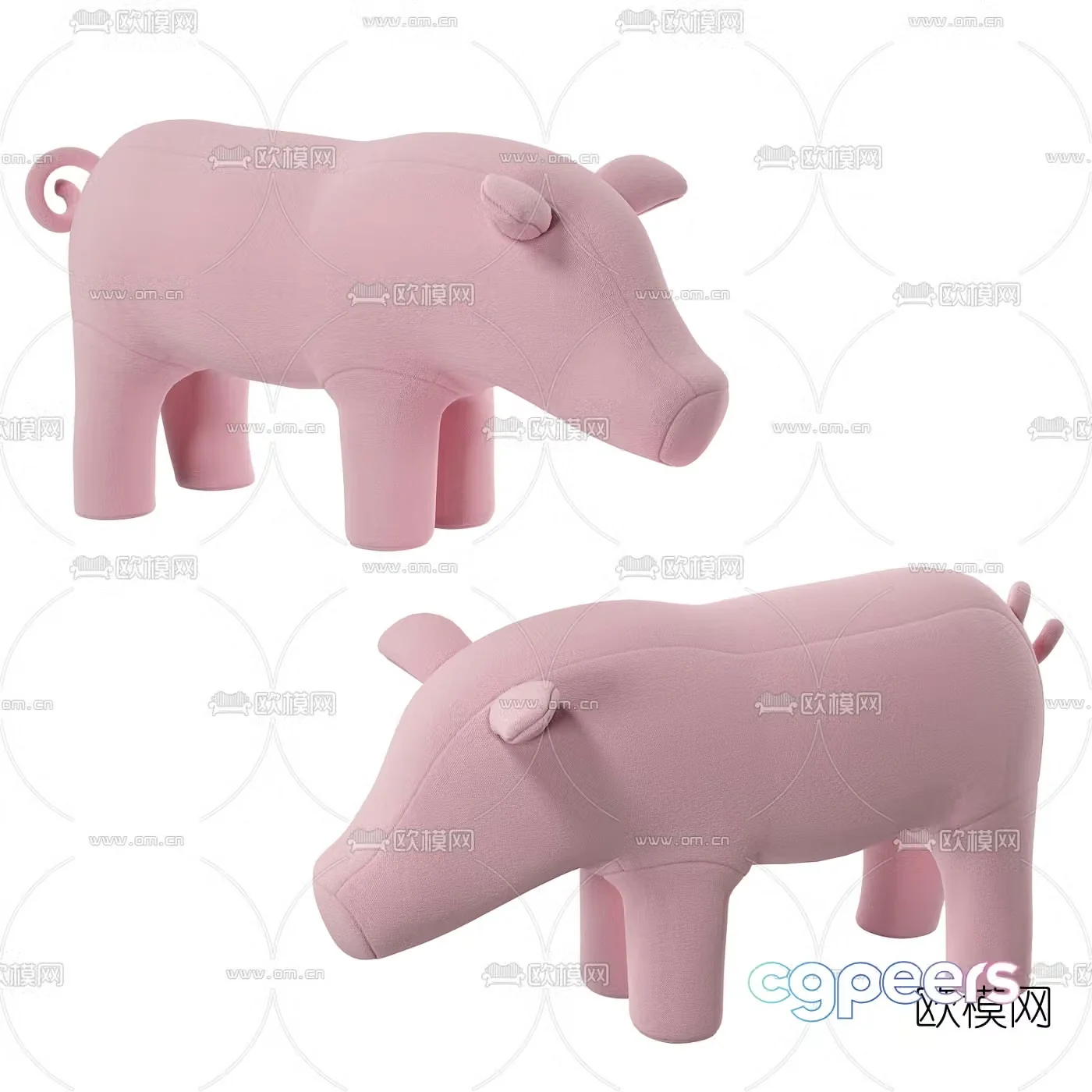 Modern piggy children’s stool 3d model