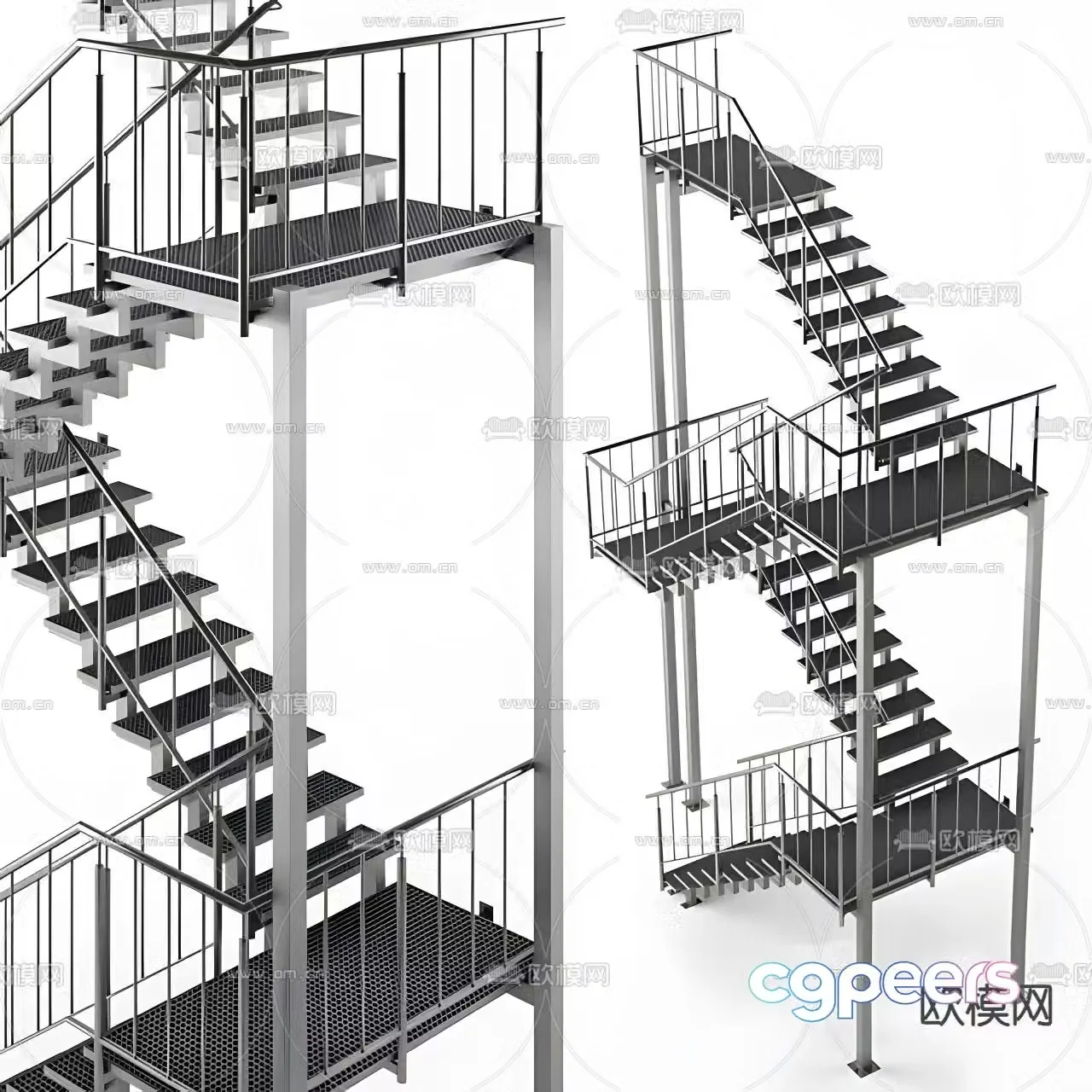Outdoor stairs iron staircase 3d model