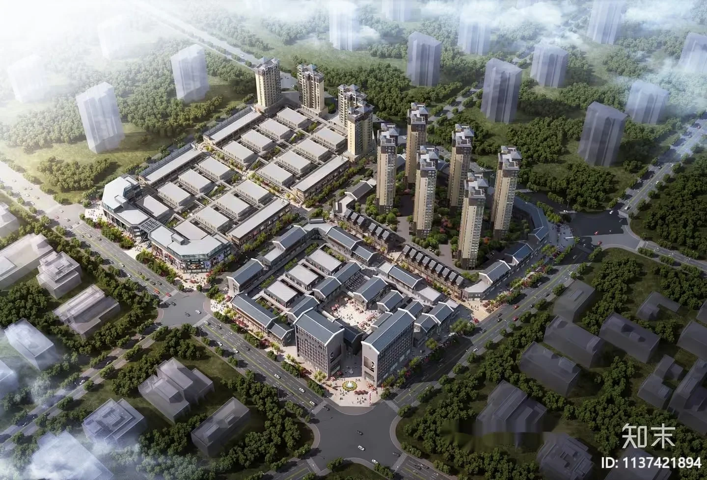 Aerial View Of A City 3D Model – 5774 – VRAY Render