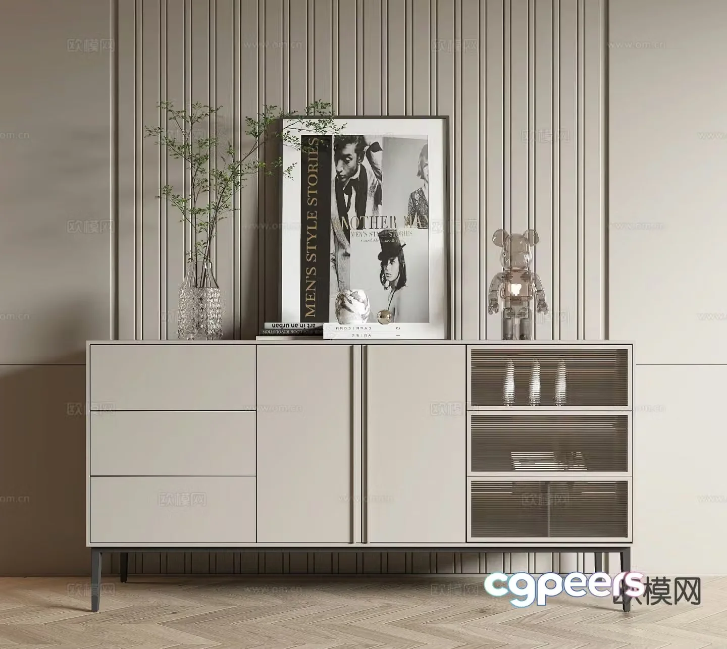 Modern side cabinet end view cabinet entrance cabinet 3D model