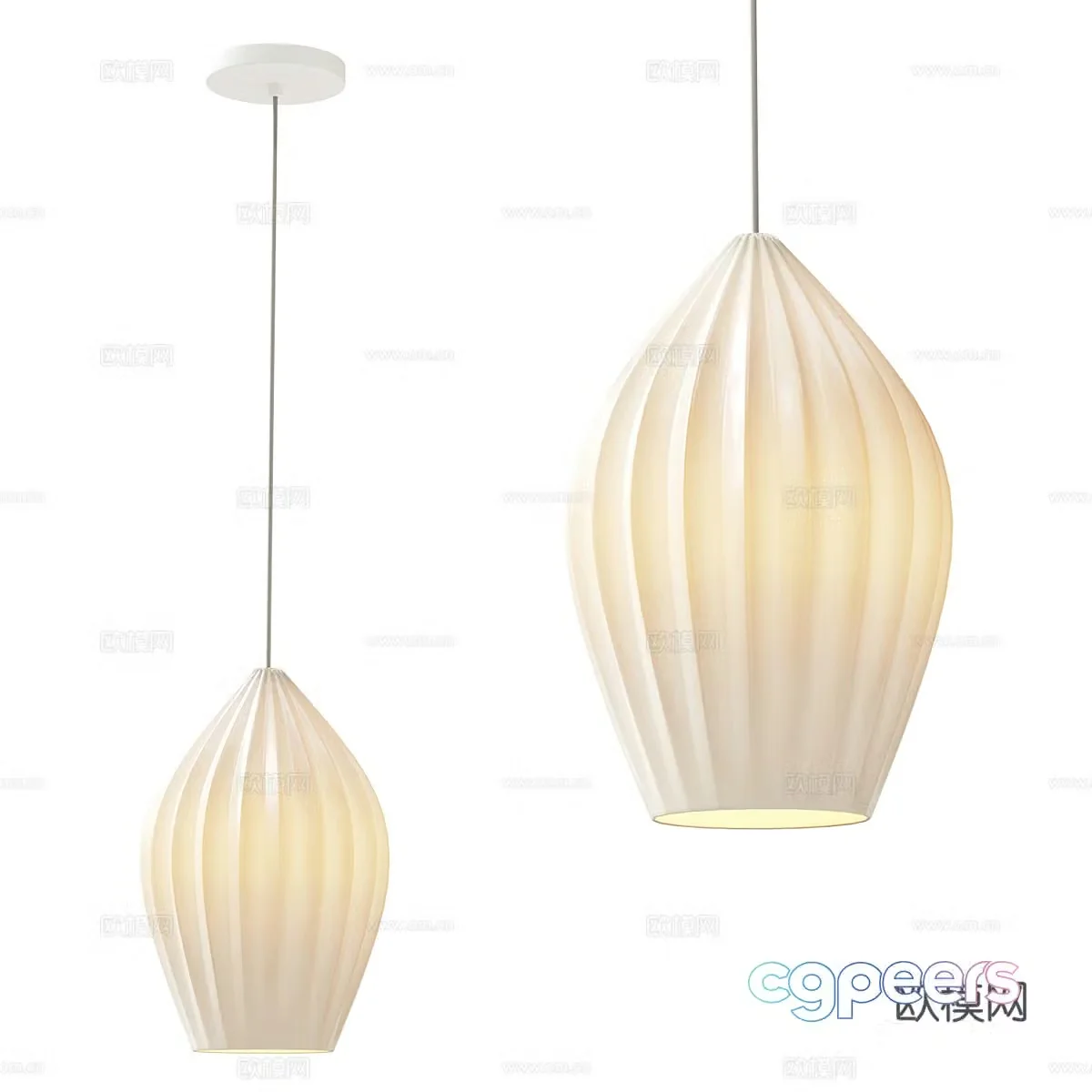 New Chinese style Wasabi Ceramic Rib Chandelier 3D Model