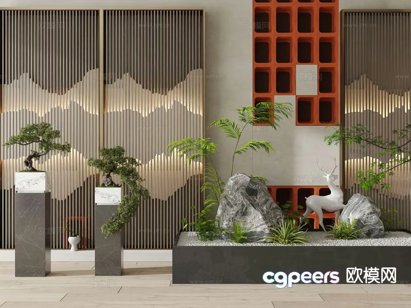 New Chinese style indoor sketch rockery sketch 3D model