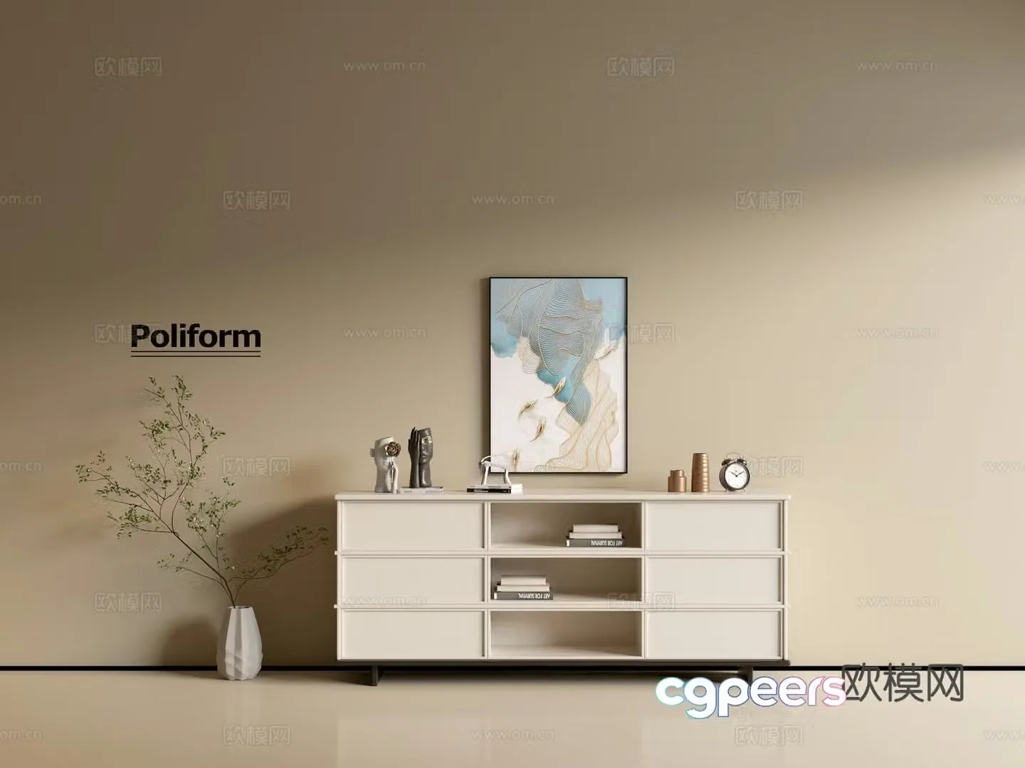 Modern cream wind chest of cabinet ins wind minimalist wind cabinet whole cabinet sideboard balcony cabinet 3d model