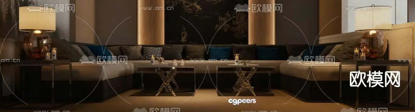 KTV multi-person sofa U-shaped sofa 3d model