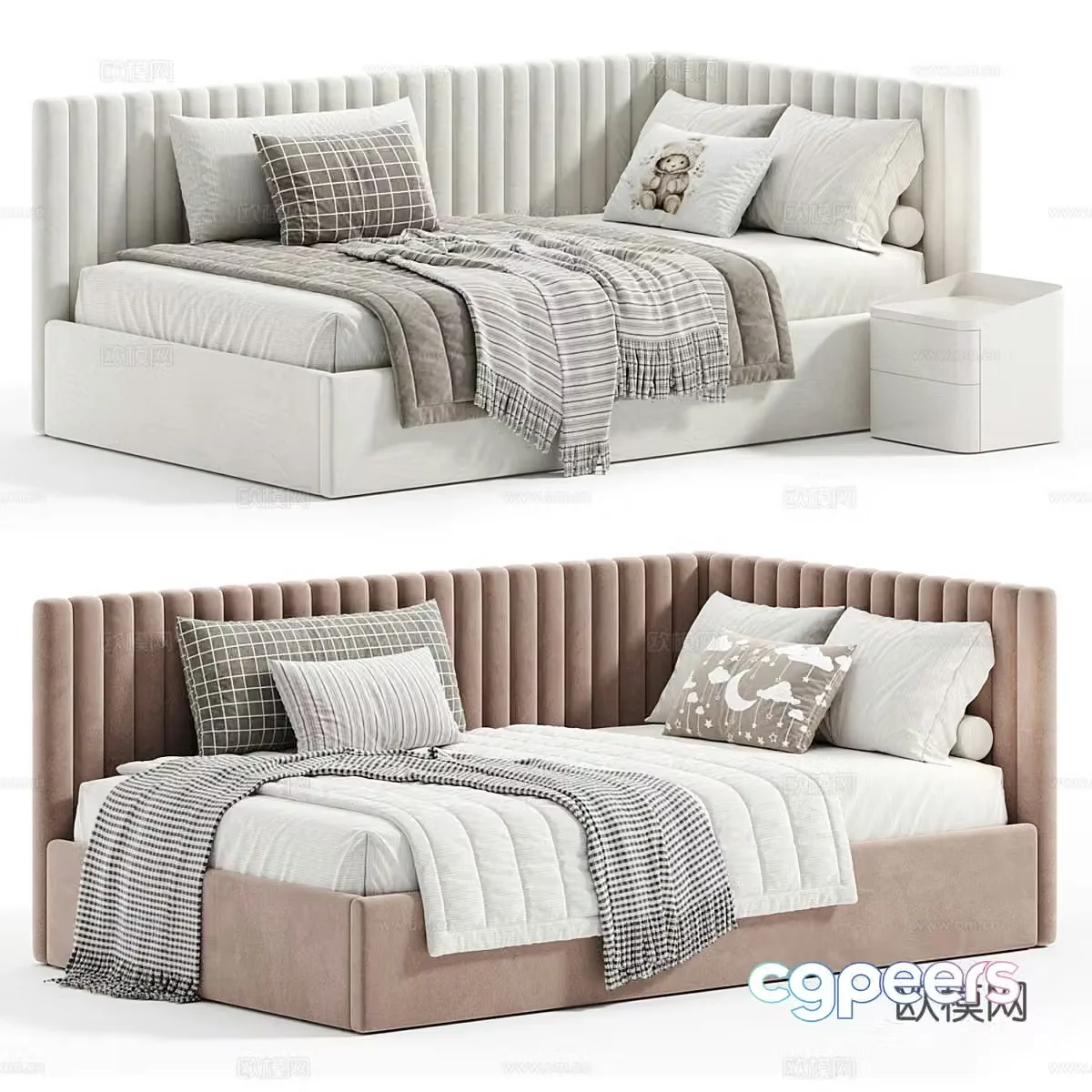 Modern fabric children’s bed sofa bed 3d model