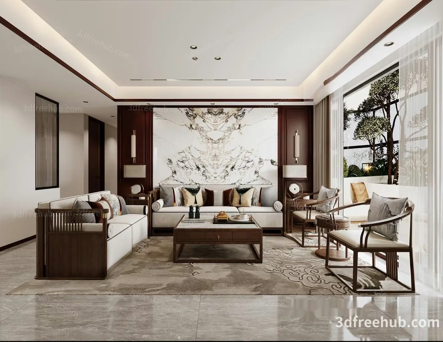 Modern Living Room 3D Model – 16651 – VRAY Render