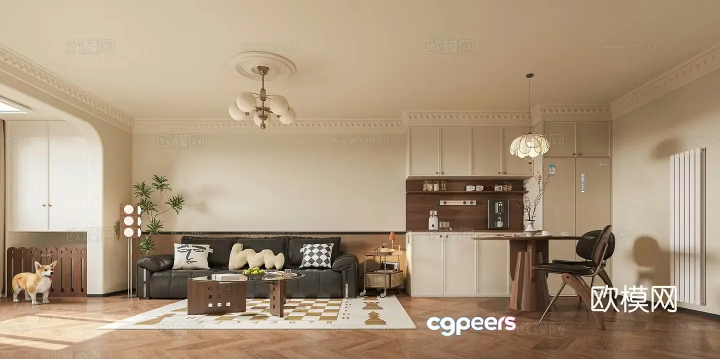 3D model of medieval style living room restaurant