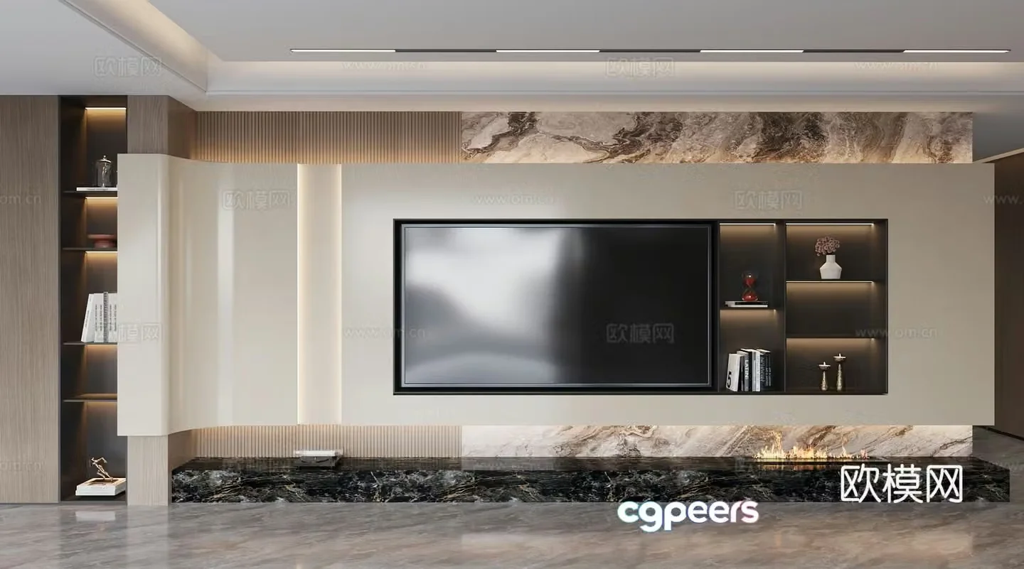 Modern background wall Marble background wall Living room background wall Rock slab background wall Hanging background wall 3d model
