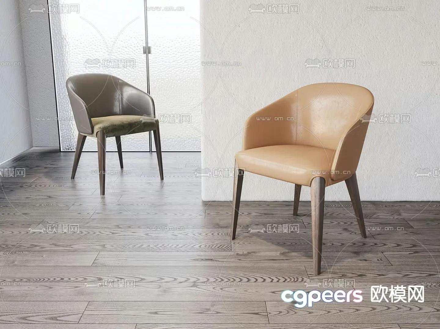 poliform leather single chair 3d model