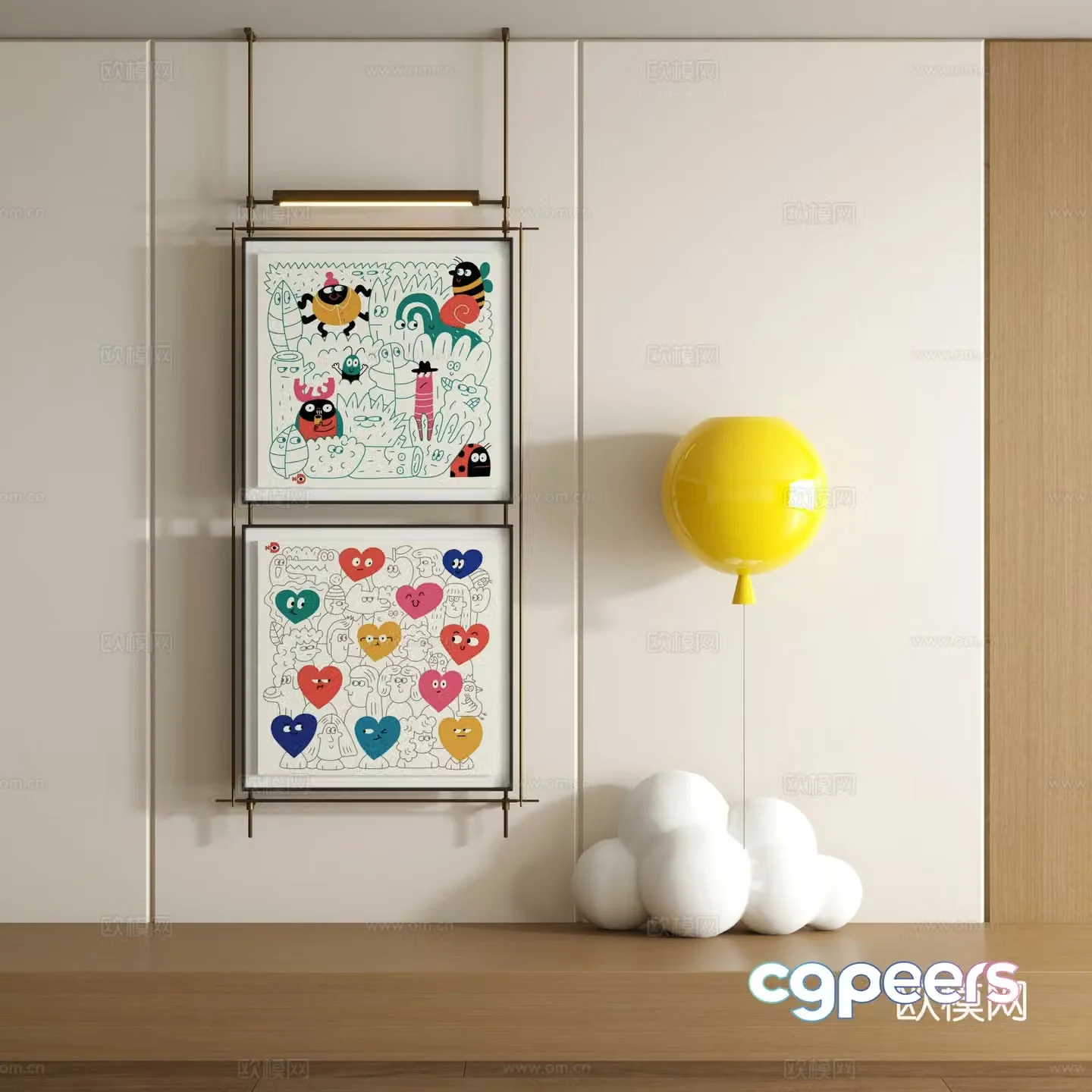 Modern graffiti decorative painting 3d model
