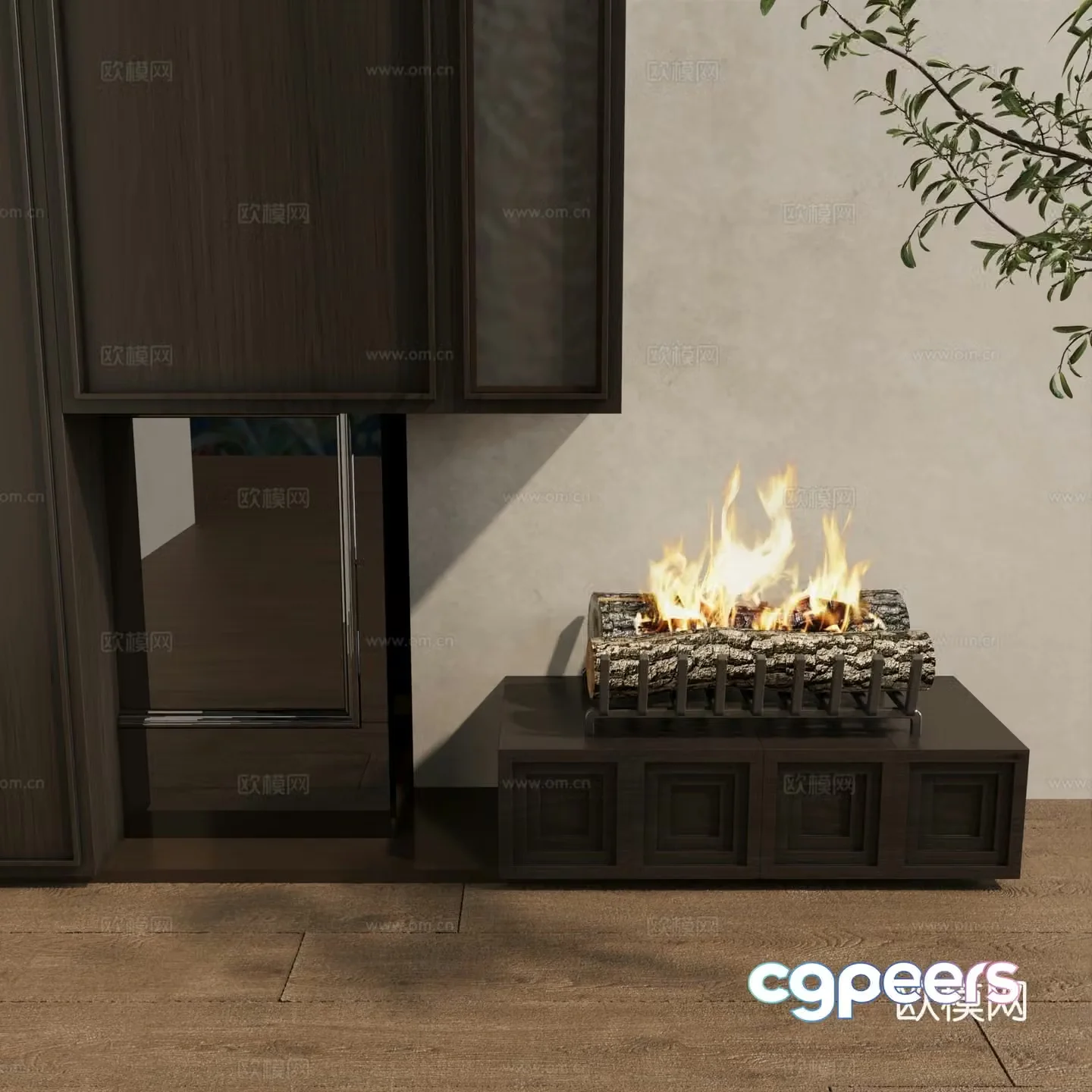 modern fireplace firewood stove 3d model