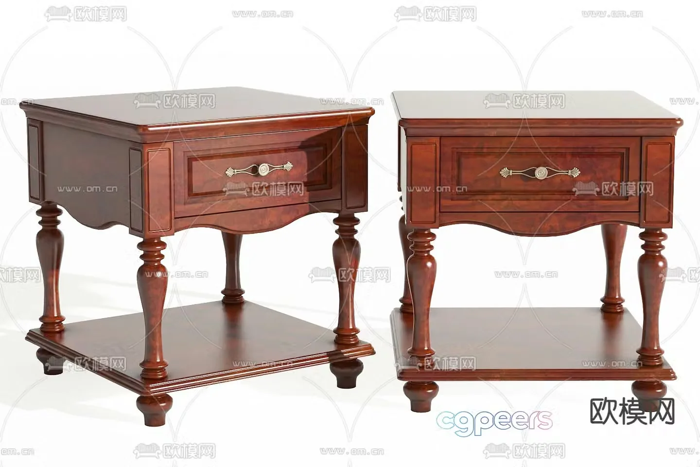 American bedside table 3d model