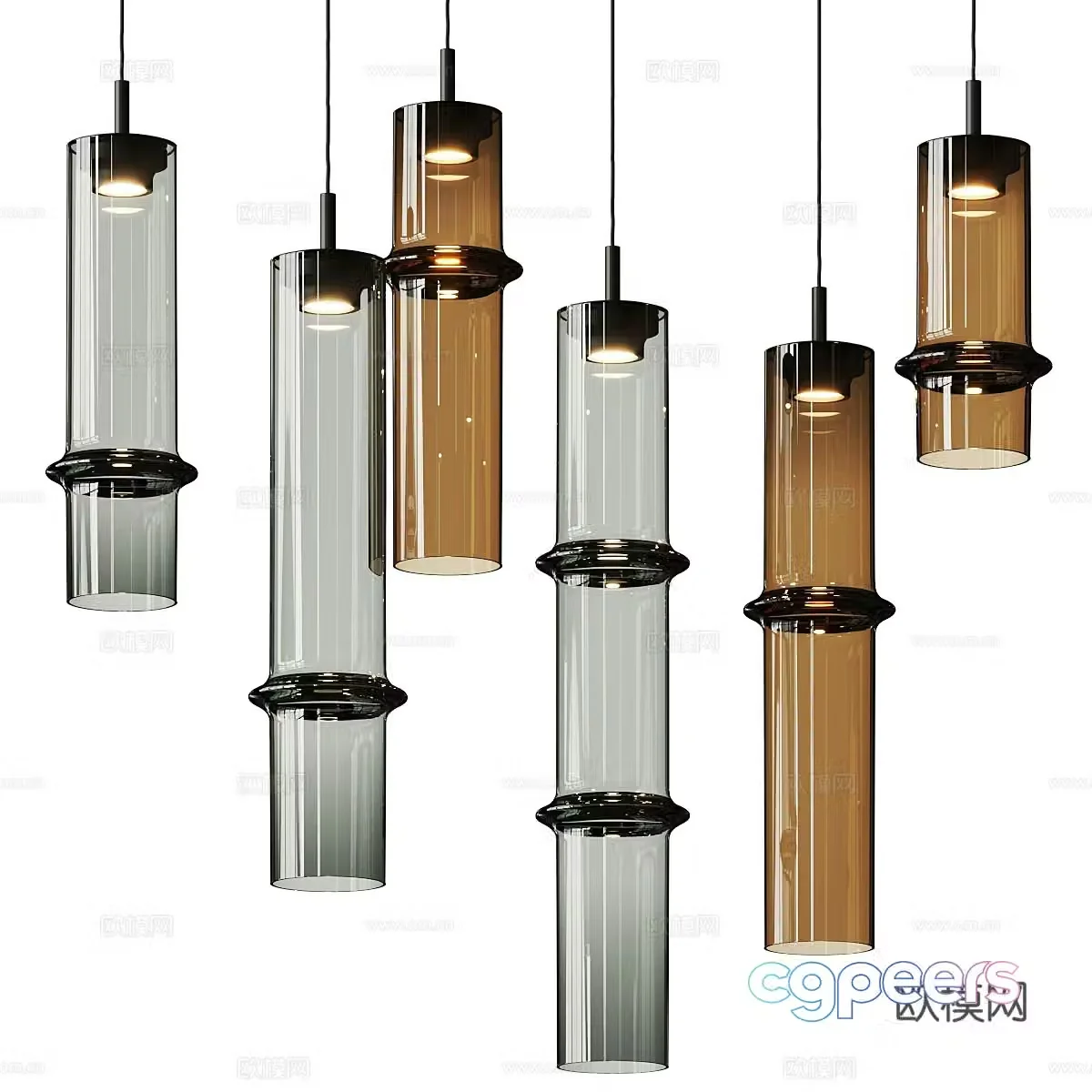 Modern Italian glass bamboo joint decorative chandelier 3d model