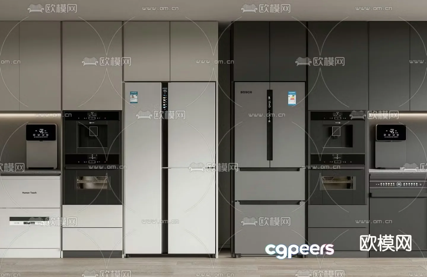 Refrigerator Oven Dispenser Dishwasher 3d Model