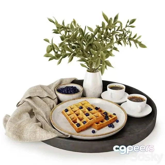 3ds Max Free – Breakfast on a tray w004