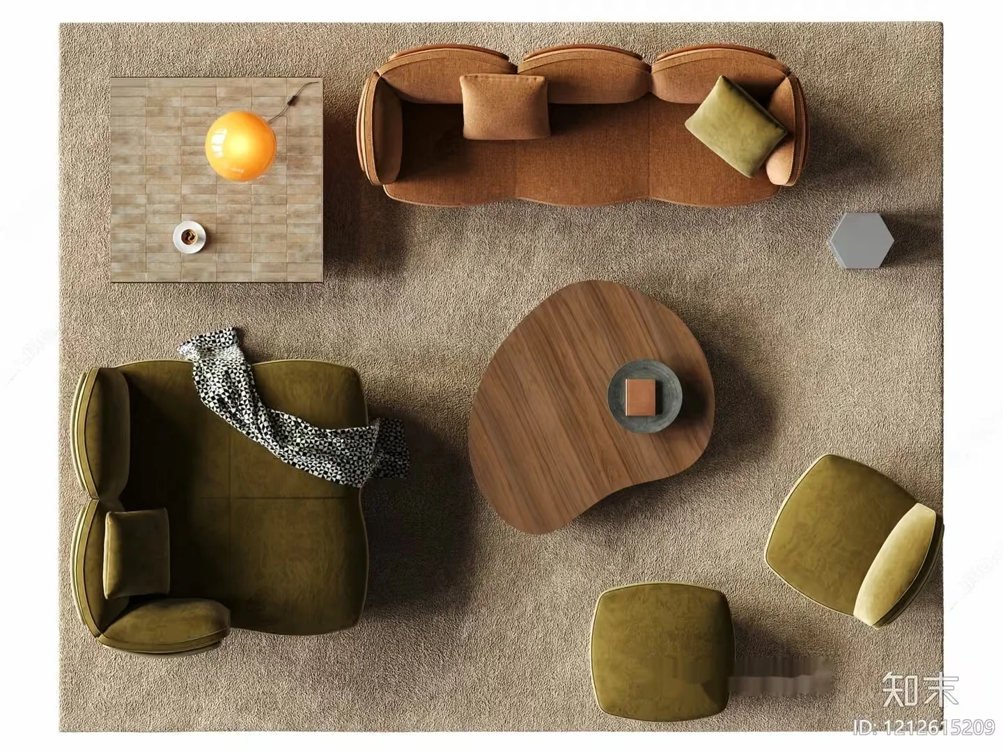 A Living Room With A Couch 3D Model – 21683 – VRAY Render