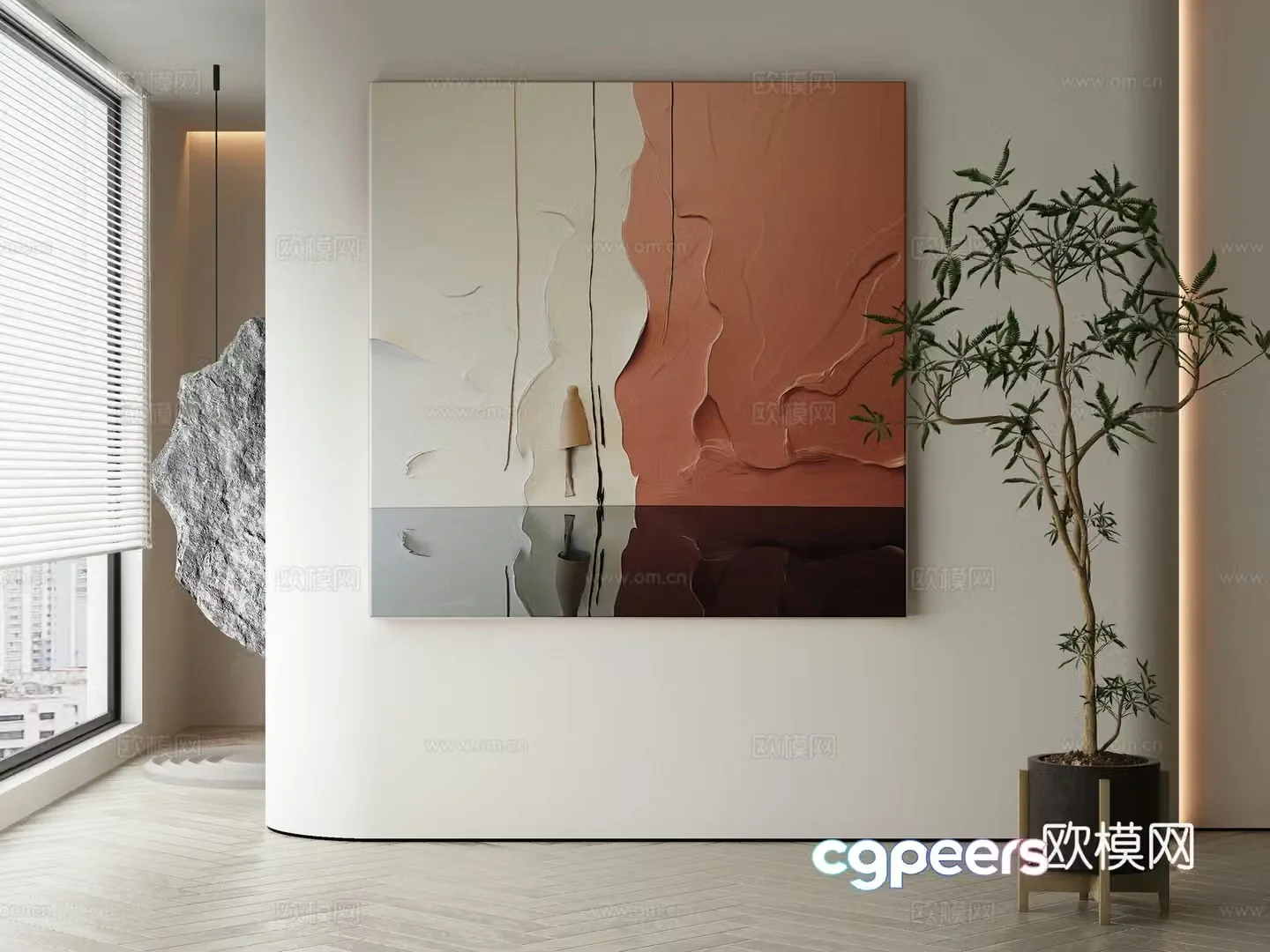 Modern Wasabi abstract hanging painting 3d model